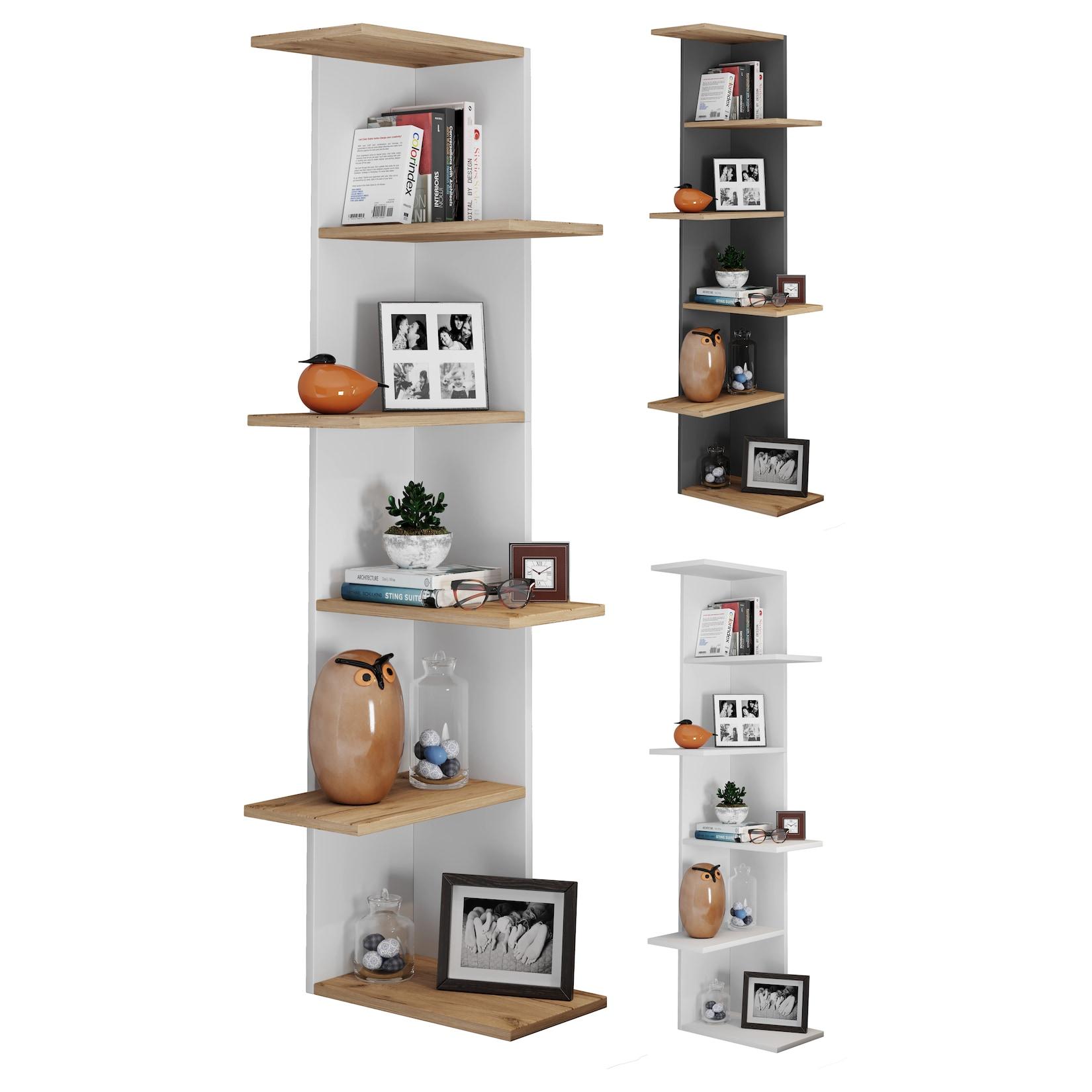 Vcm Holzregal HäNgend Platzsparendes Regal MaßE: H. 140 X B. 37 X T. 37 Cm Elegantes Regal HäNgend Aufbewahrungsregal BüCherregal Wandregal - Balos Xl