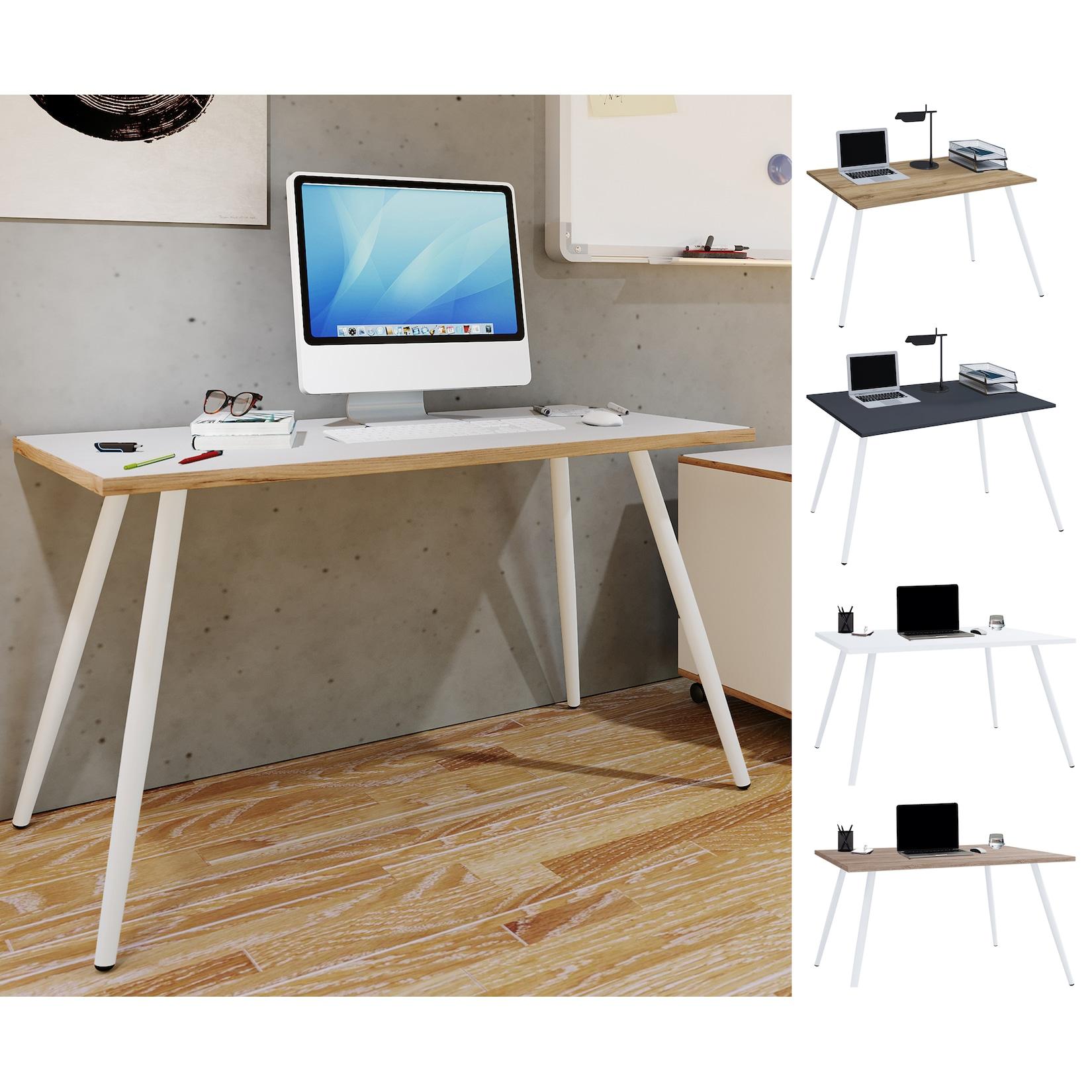 Vcm Schreibtisch Computertisch BüRotisch Skandanivischer Retro Look Salia 110X50 Cm