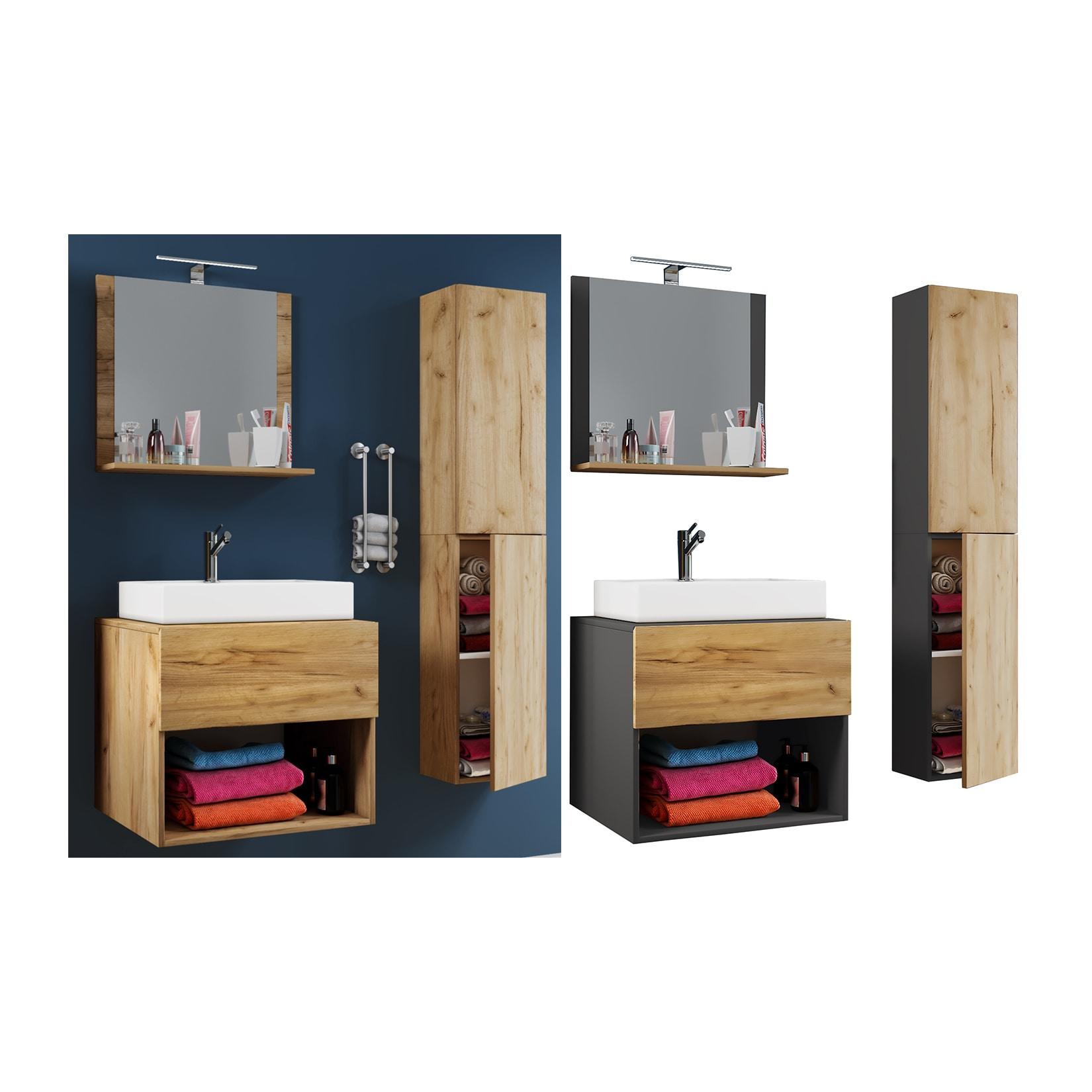 Vcm 4-Tlg. Waschplatz Waschtisch Unterschrank BadmöBel Set Waschbecken Lendas Ii