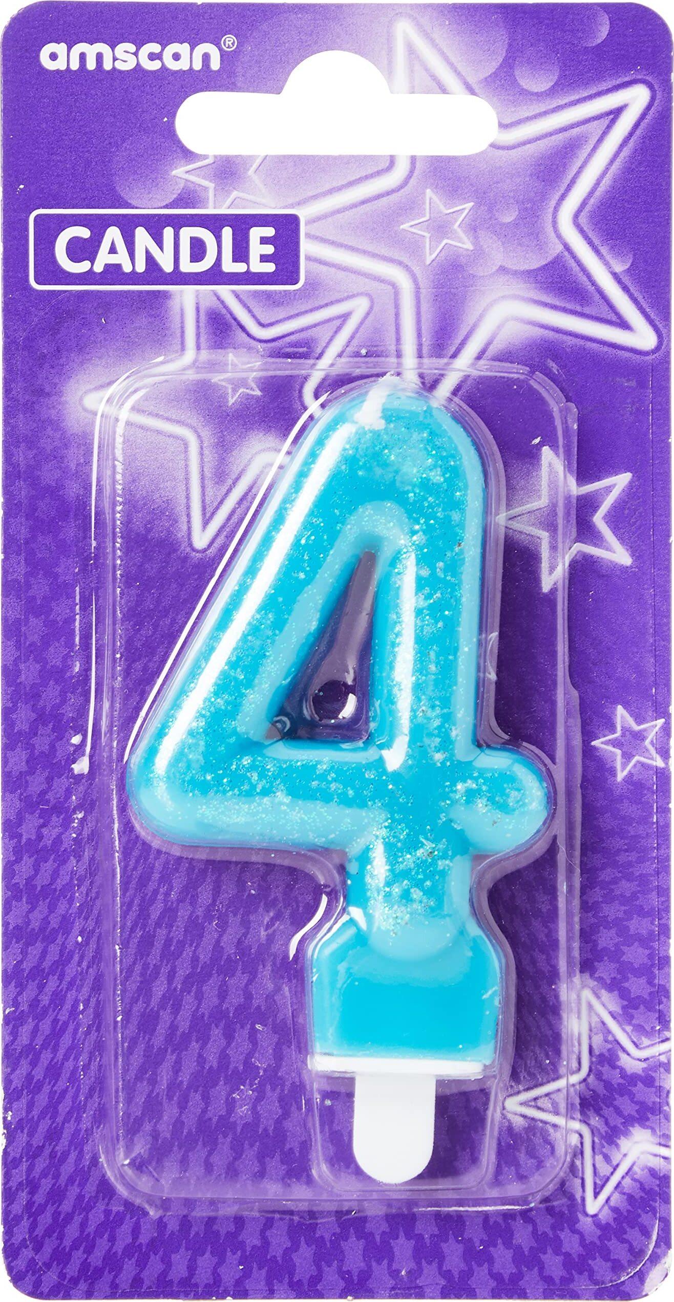Amscan 9900765 - Candela Numero 4, Altezza 7,6 Cm, Candela Per Torta, Candela Per Torta, Compleanno, Decorazione