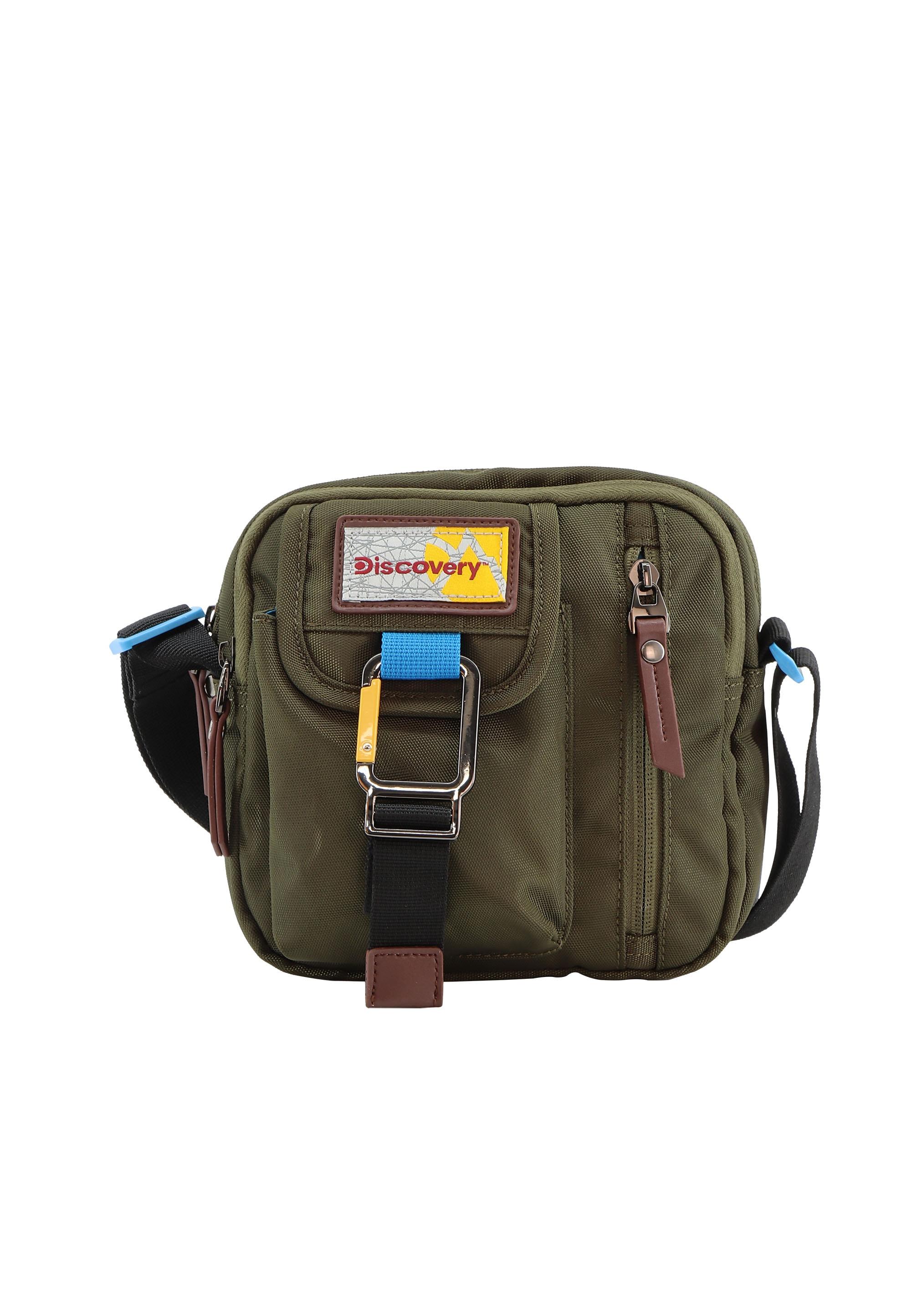 Schultertasche Discovery "Icon", Damen, Gr. B/H/T: 6,5Cm X 27Cm X 17Cm, GrüN (Khaki), Kunstfaser, Unifarben, Taschen Schultertasche, Aus Rpet Polyester-Material