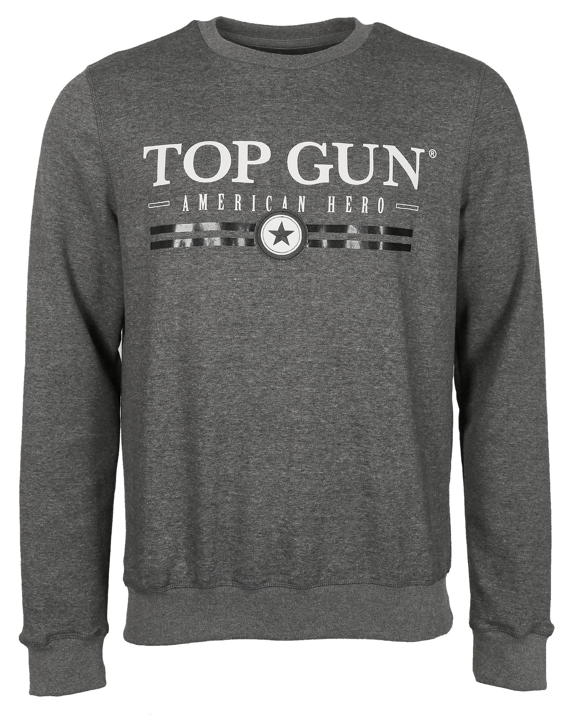 Sweater Top Gun "TG202011129", Herren, Gr. 54XL, Grau (Charcoal), Obermaterial: 50% Baumwolle, 50% Polyester, Sweatshirts Sweater