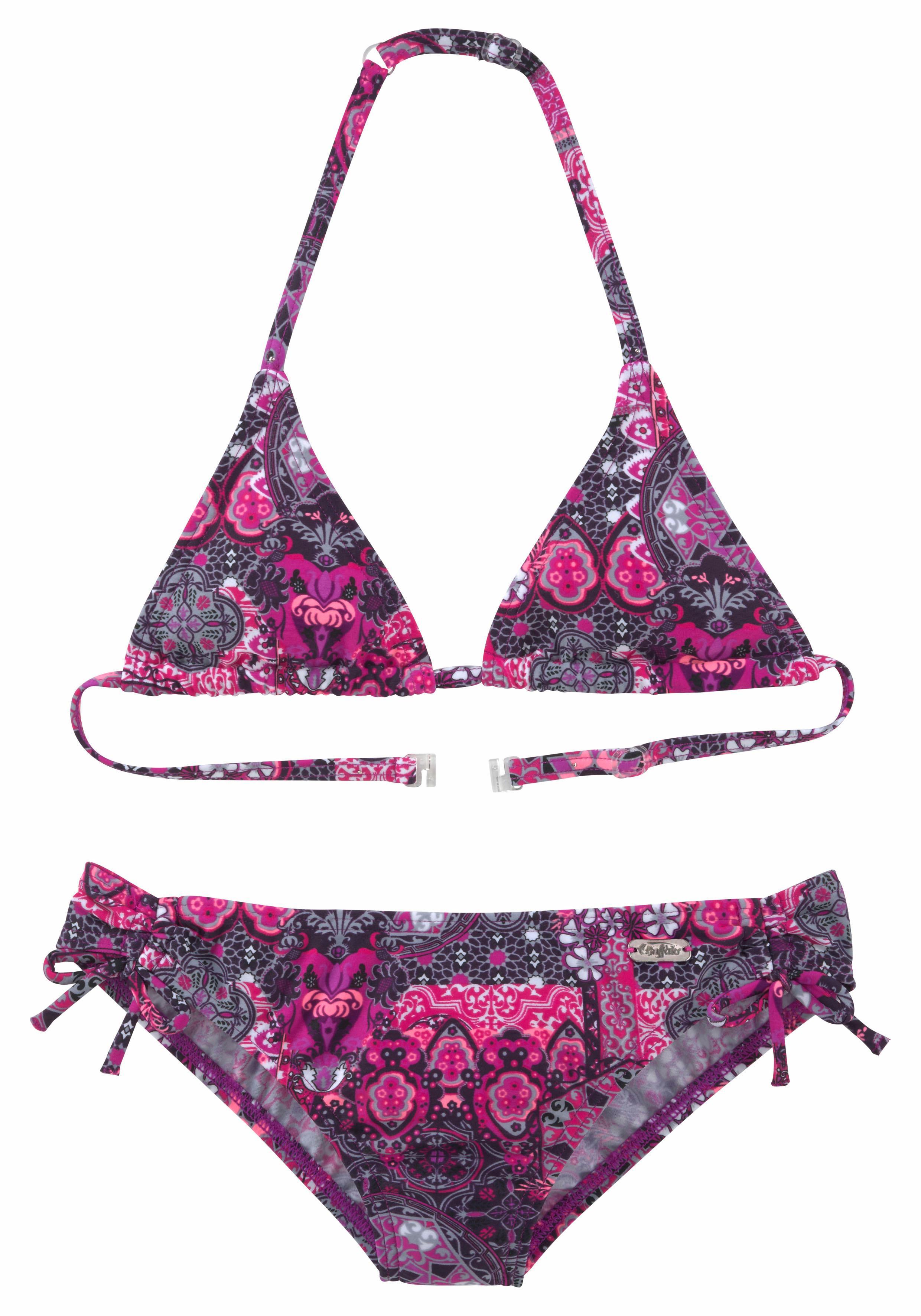 Triangel-Bikini Buffalo "Shari Kids", MäDchen, Gr. 134/140, N-Gr, Lila (Aubergine, Bedruckt), Polyamid, Paisleymuster, Bikini-Sets Triangel-Bikini, Im Folklore-Print