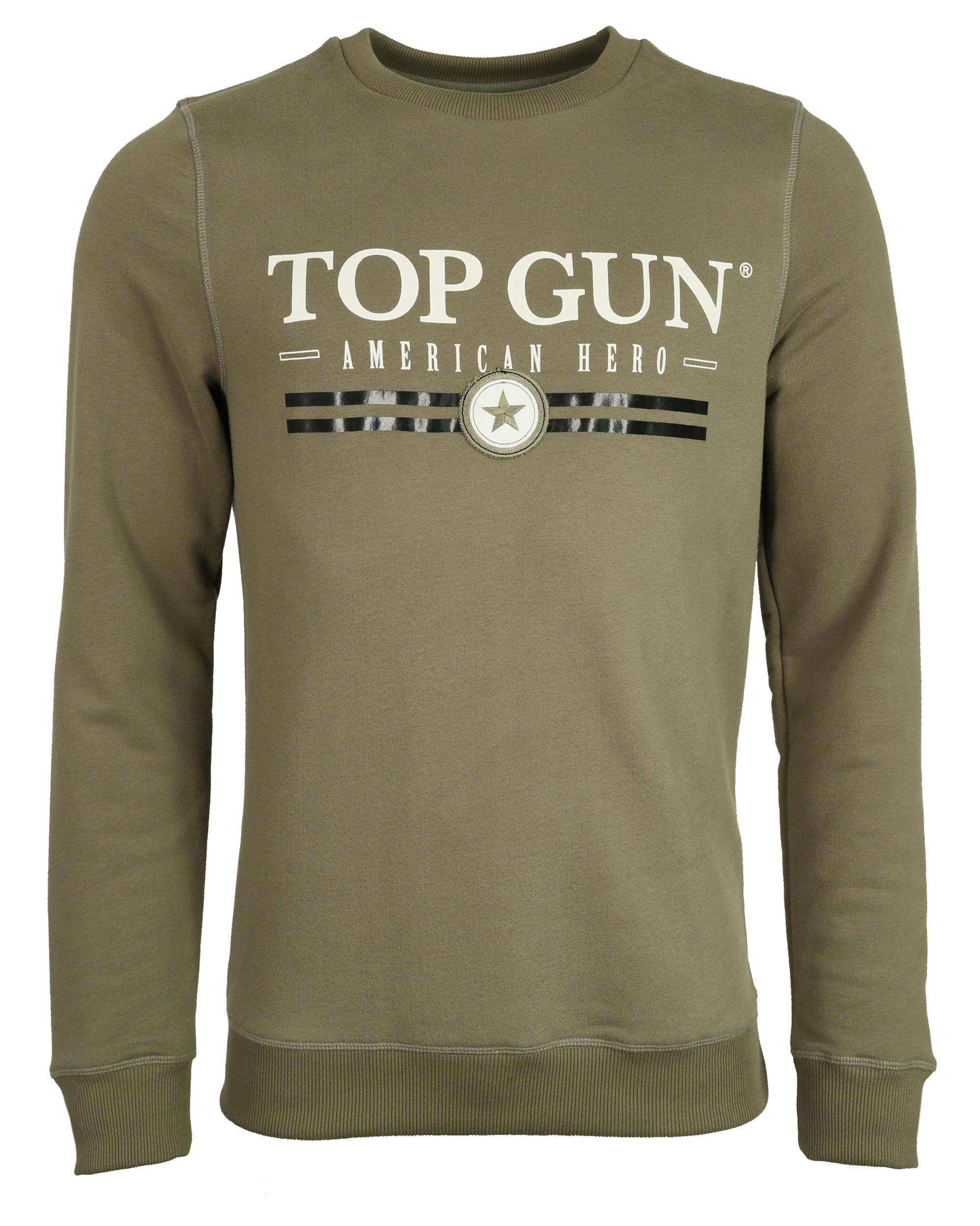 Sweater Top Gun "TG202011129", Herren, Gr. 50M, GrüN (Olive), Obermaterial: 50% Baumwolle, 50% Polyester, Sweatshirts Sweater
