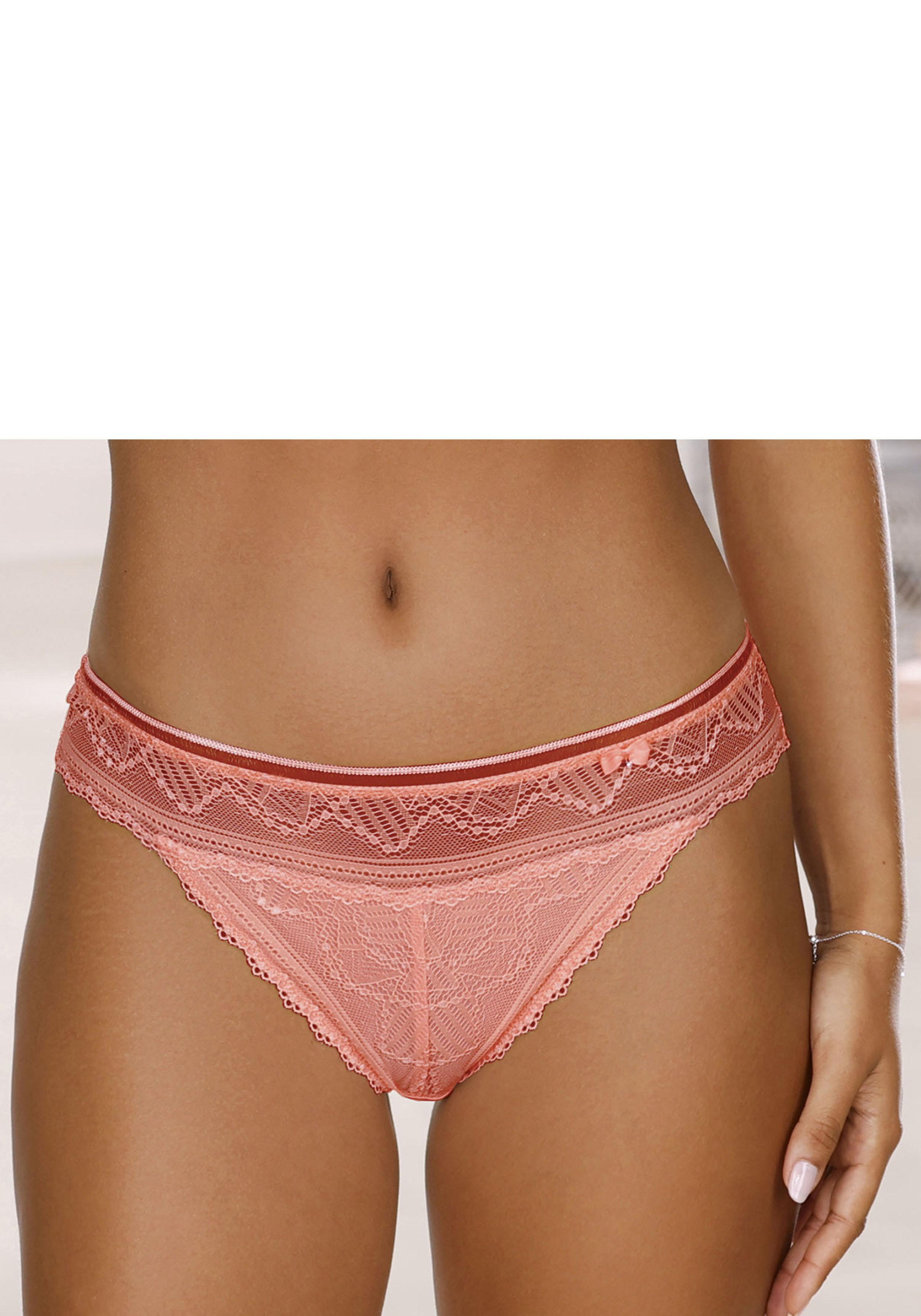 String Lascana "Tiziana", Damen, Gr. 40/42, Orange (Neon Pfirisch), Microtouch, Obermaterial: 84% Polyamid, 16% Elasthan, Figurbetont, Unterhosen String, Mit Anteilig Recycelter Spitze