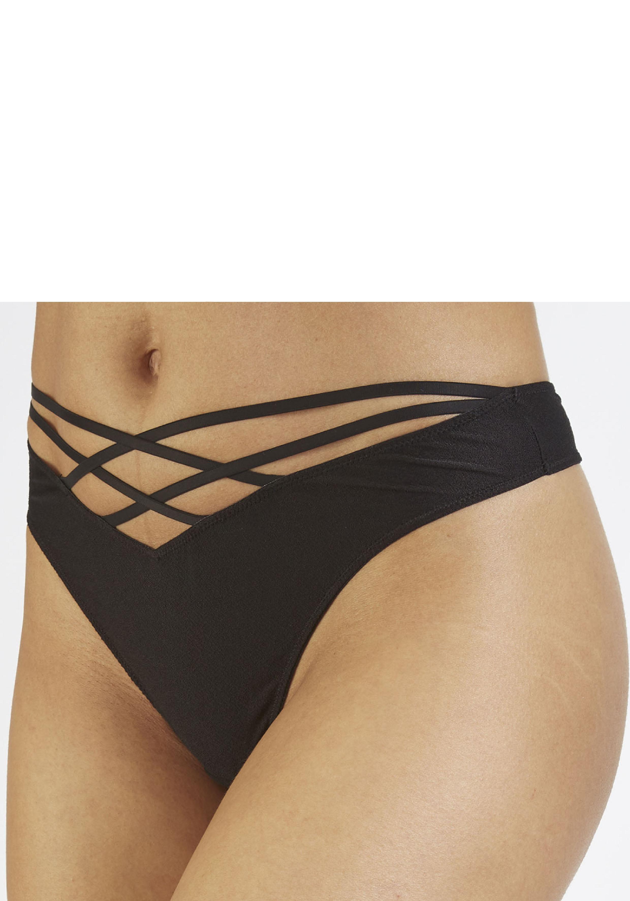 String Vivance, Damen, Gr. 40/42, Schwarz, Microfaser, Obermaterial: 60% Polyamid, 35% Polyester, 5% Elasthan, Unterhosen String, Mit VerfüHrerischem BäNderdetail