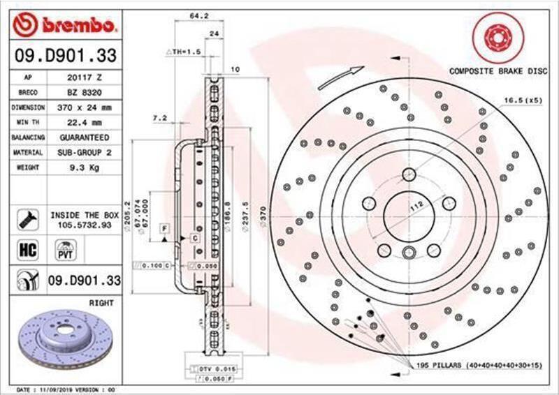 Disco Freno Brembo Articolo: 09.D901.33
