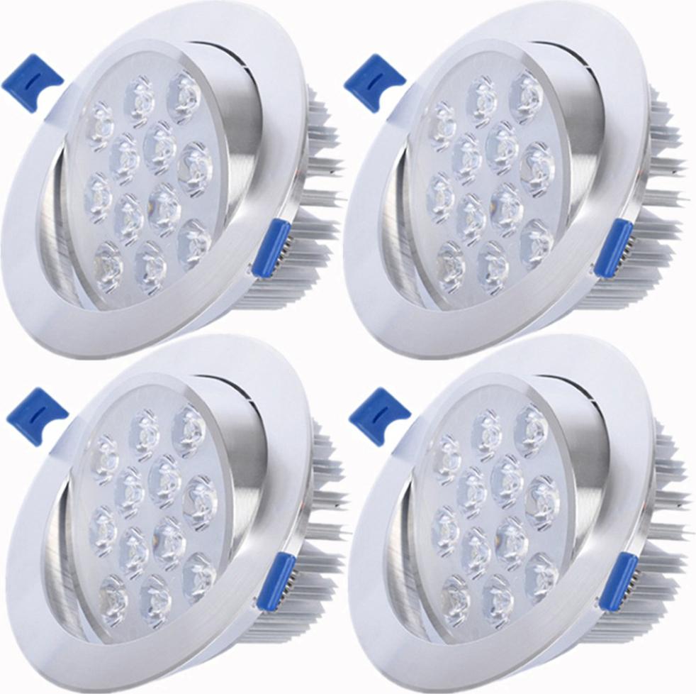 4X 12W Led Orientabile Faretto Da Incasso Pannello Plafoniera Faretto Lampada Da Incasso Plafoniera, Bianco Caldo