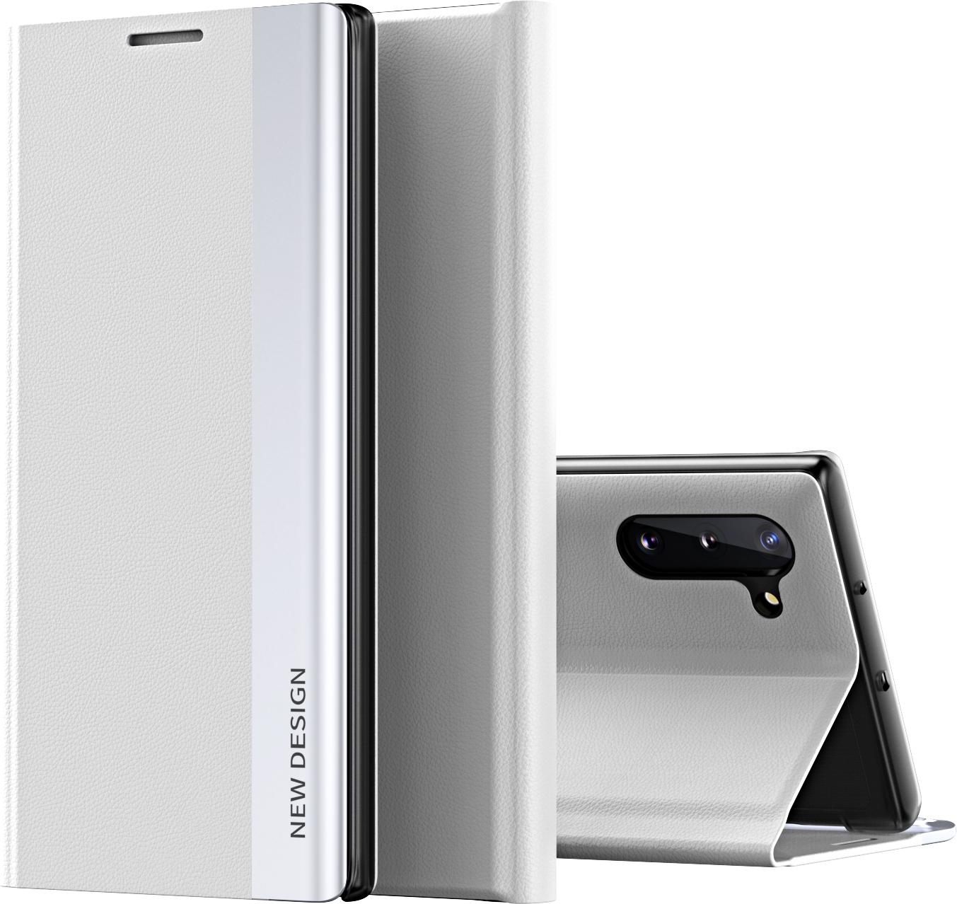 Custodia Galaxy Note 10, Laimtop Finto Cuoio Magnetic Flip Stand Custodia Per Samsung Galaxy Note 10 Bianco