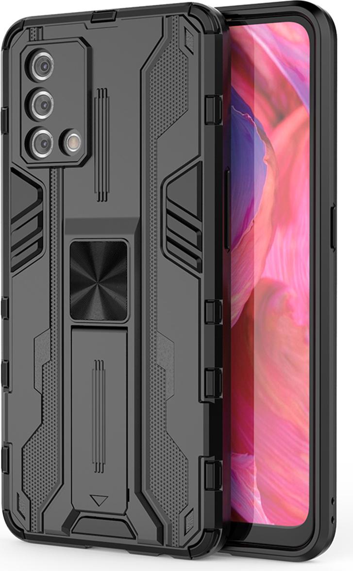Custodia Per Oppo A74 4G A Doppio Strato Pc E Tpu Antiurto Con Paraurti E Supporto Nero