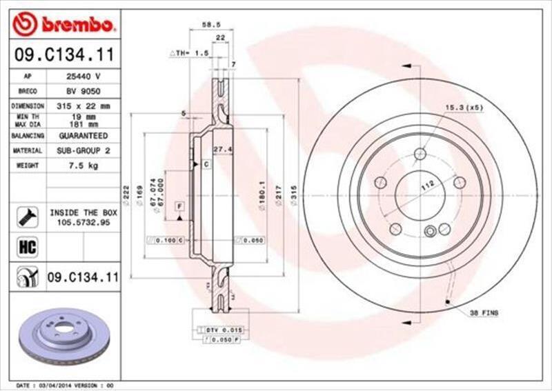 Disco Freno Brembo Articolo: 09.C134.11