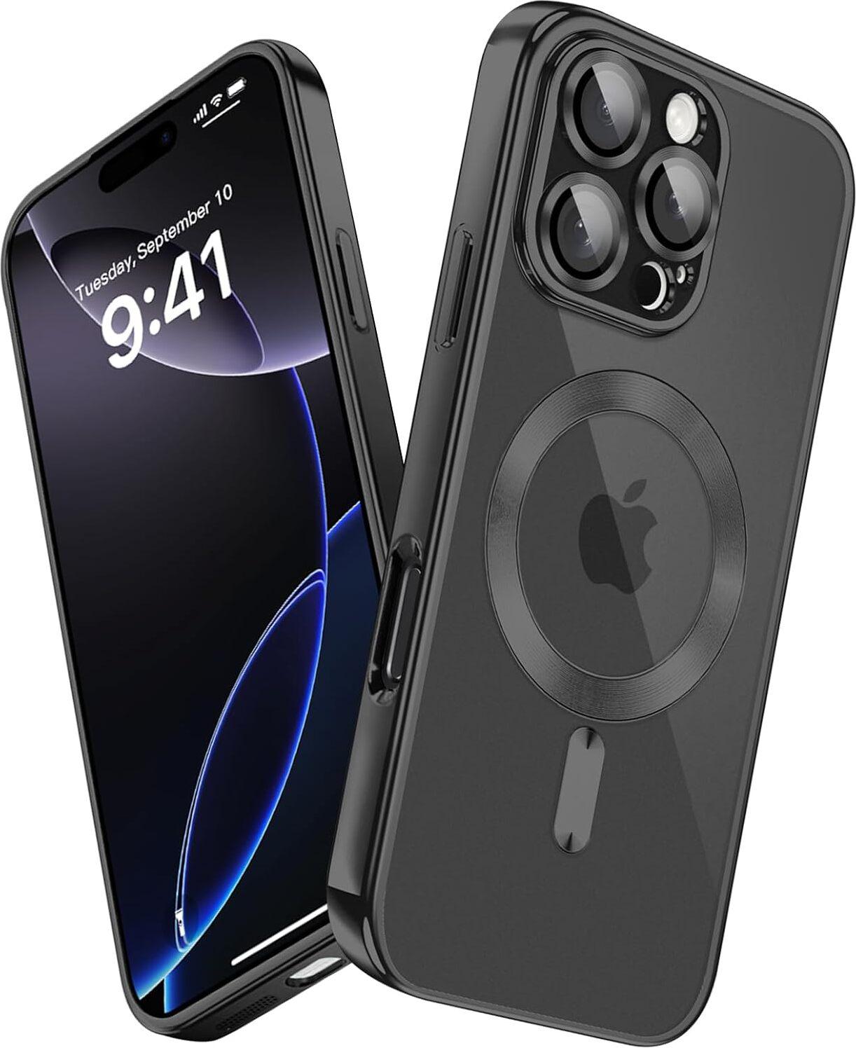 Custodia Per Iphone 16 Pro Max Magnetic Ultra Thin Transparent Case Con Magsafe E Camera Cover Nero