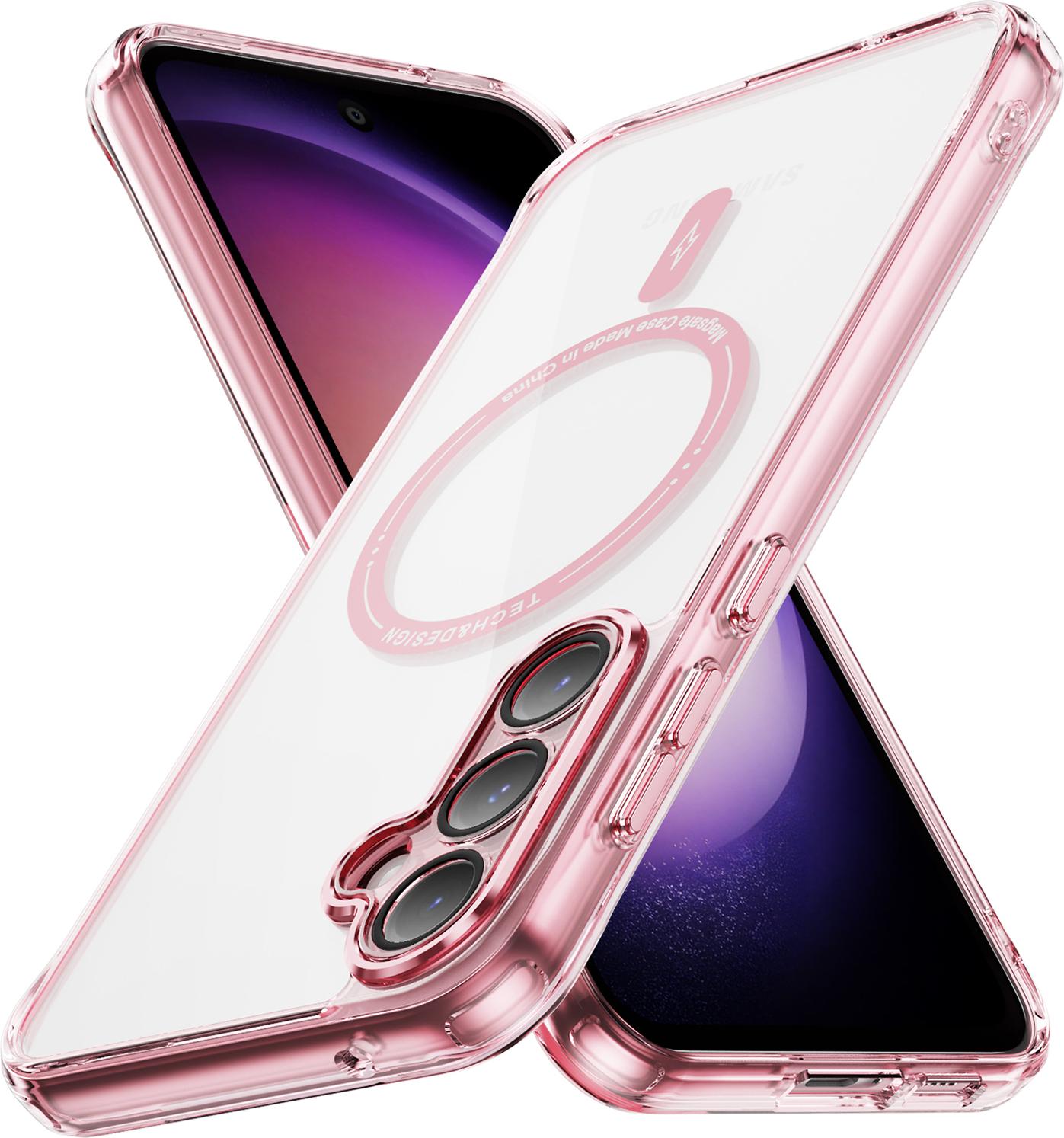 Custodia Magnetica Trasparente Per Samsung Galaxy S23 Fe, Compatibile Con Magsafe, Custodia Protettiva Ibrida Antiurto Rosa