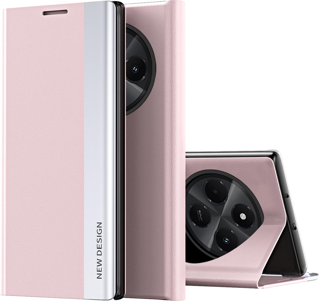 Custodia Per Xiaomi Redmi 14C, Custodia Magnetica In Finto Cuoio Con Funzione Di Supporto Rosa