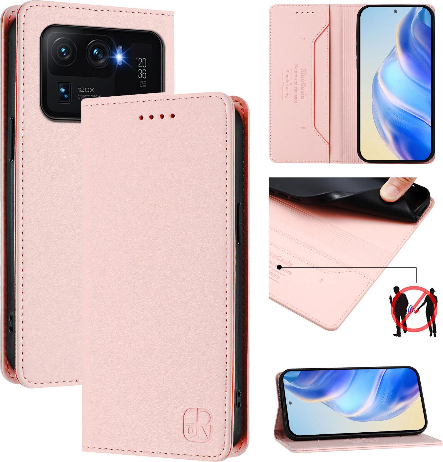 Custodia In Pelle Per Xiaomi Mi 11 Ultra, Flip Case Con Slot Per Carte, Portafoglio E Supporto Rosa
