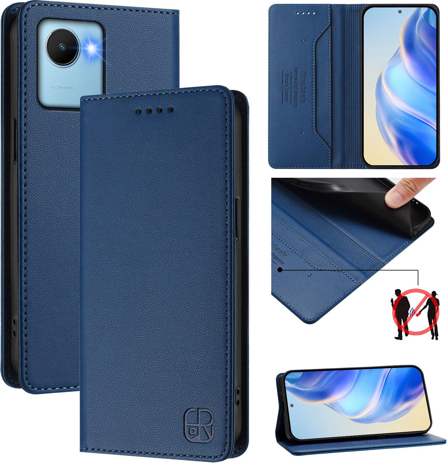 Custodia In Pelle Per Realme C30/Realme C30S, Flip Case Con Slot Per Carte, Portafoglio E Supporto Blu