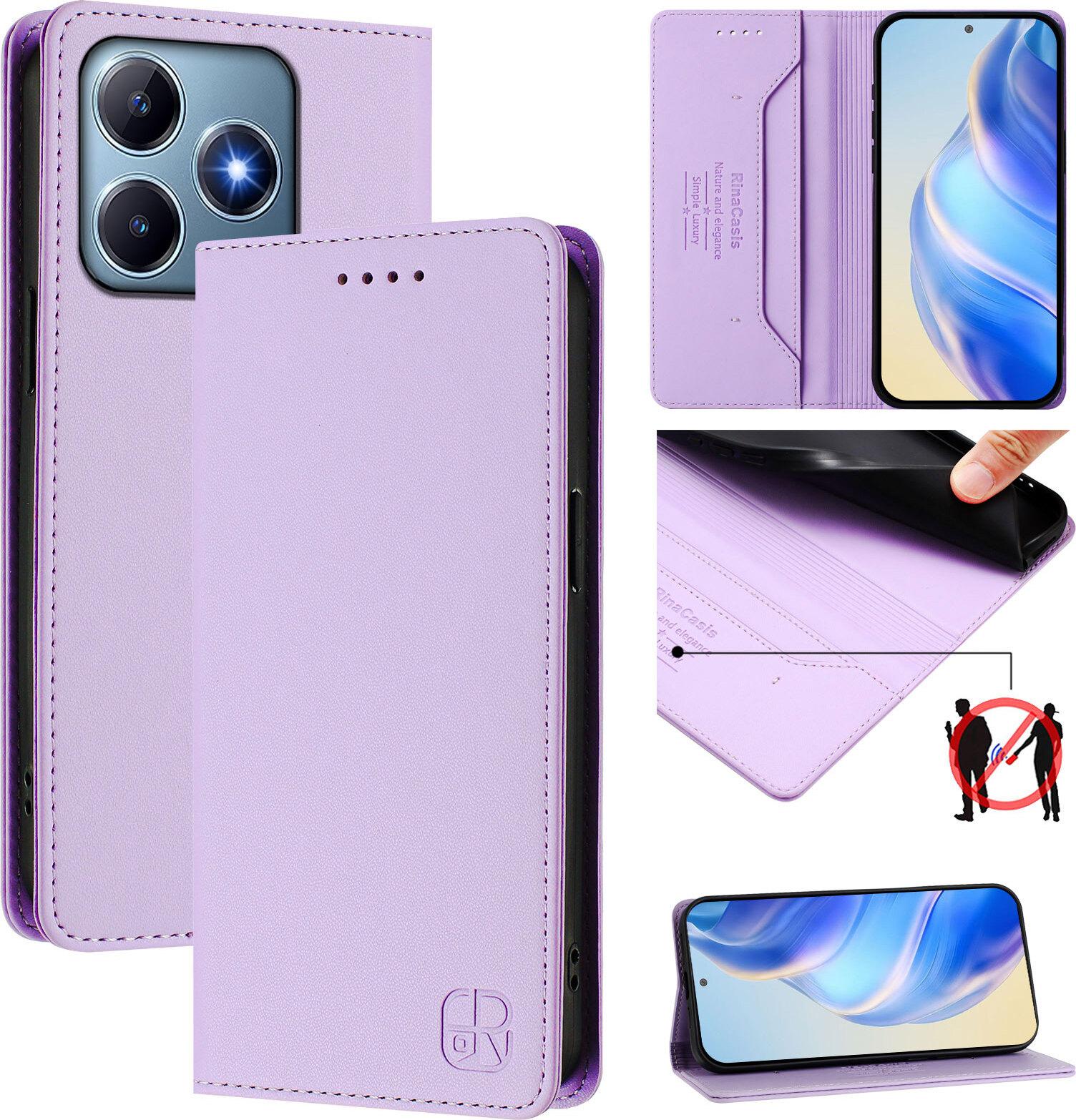 Custodia In Pelle Per Realme C63 4G/Realme C61 4G/Realme Note 60, Flip Case Con Slot Per Carte, Portafoglio E Supporto Viola
