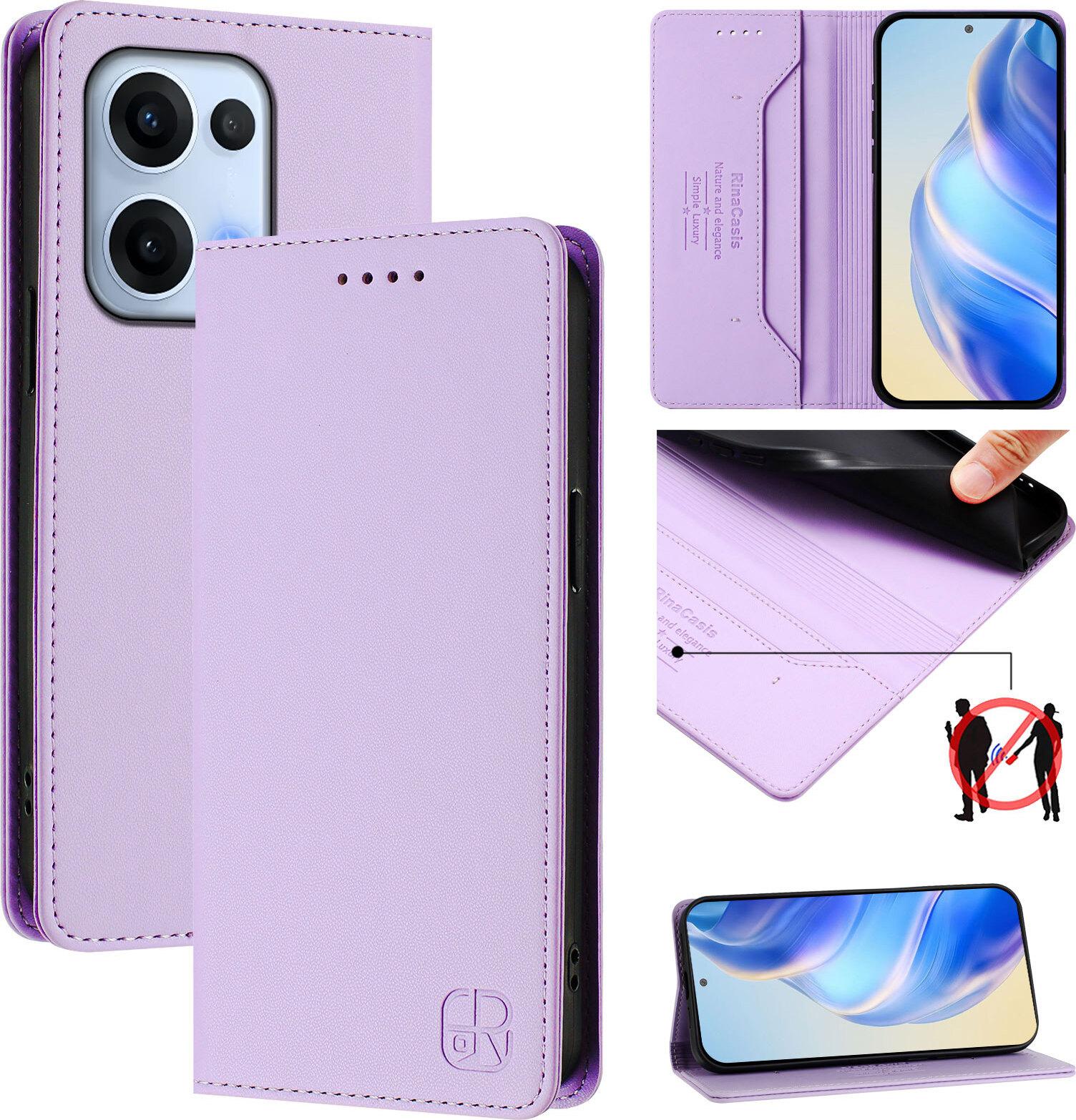 Custodia In Pelle Per Oppo Reno 13 5G, Flip Case Con Slot Per Carte, Portafoglio E Supporto Viola