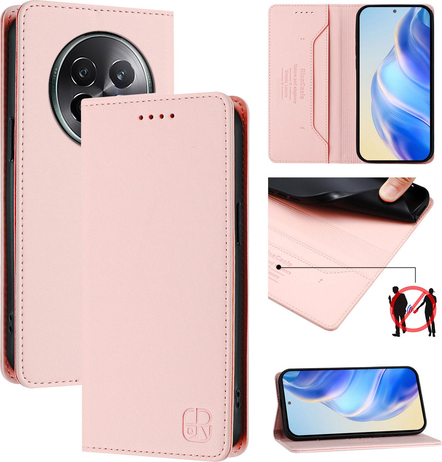 Custodia In Pelle Per Realme 13+/Realme 13 Pro, Flip Case Con Slot Per Carte, Portafoglio E Supporto Rosa