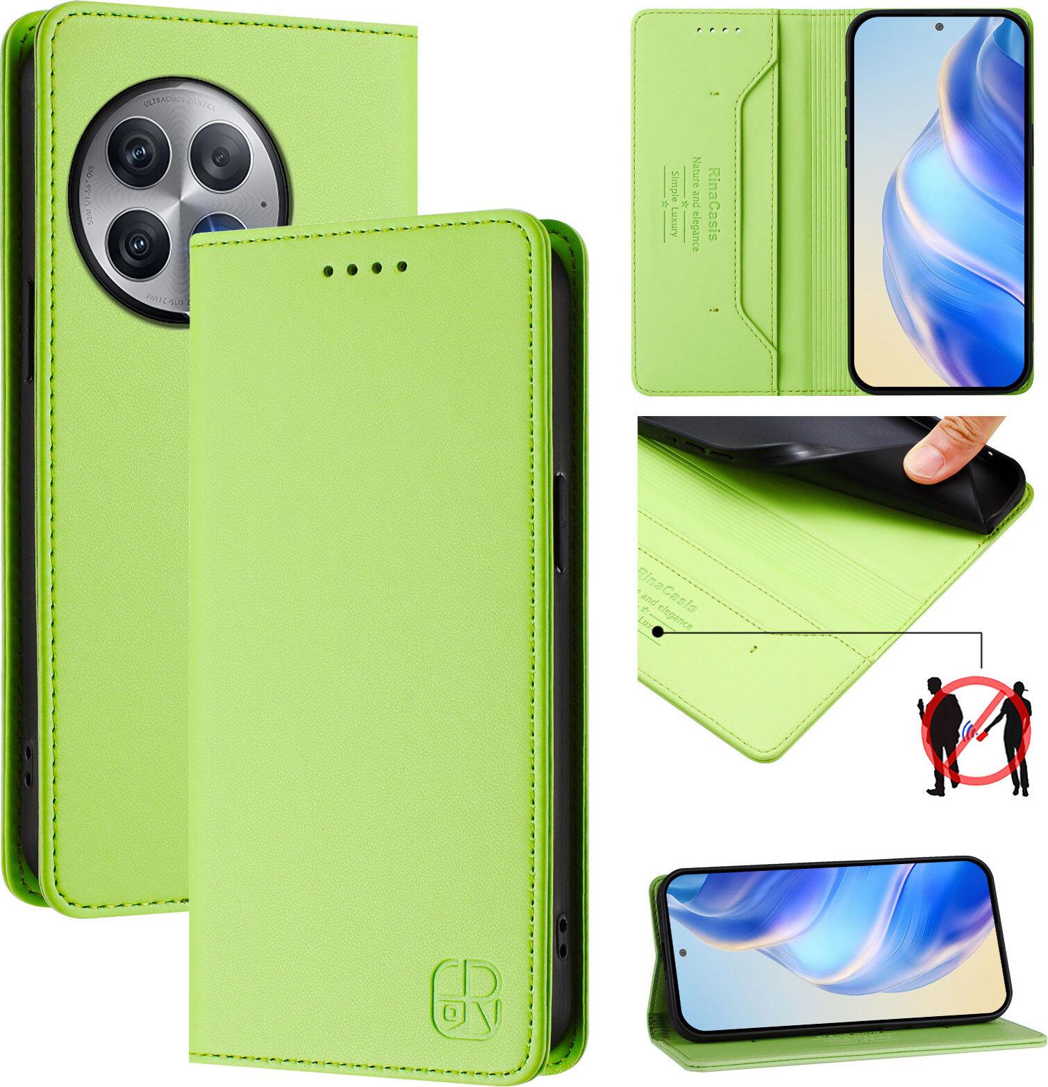 Custodia In Pelle Per Oneplus Ace 2 Pro, Flip Case Con Slot Per Carte, Portafoglio E Supporto Verde