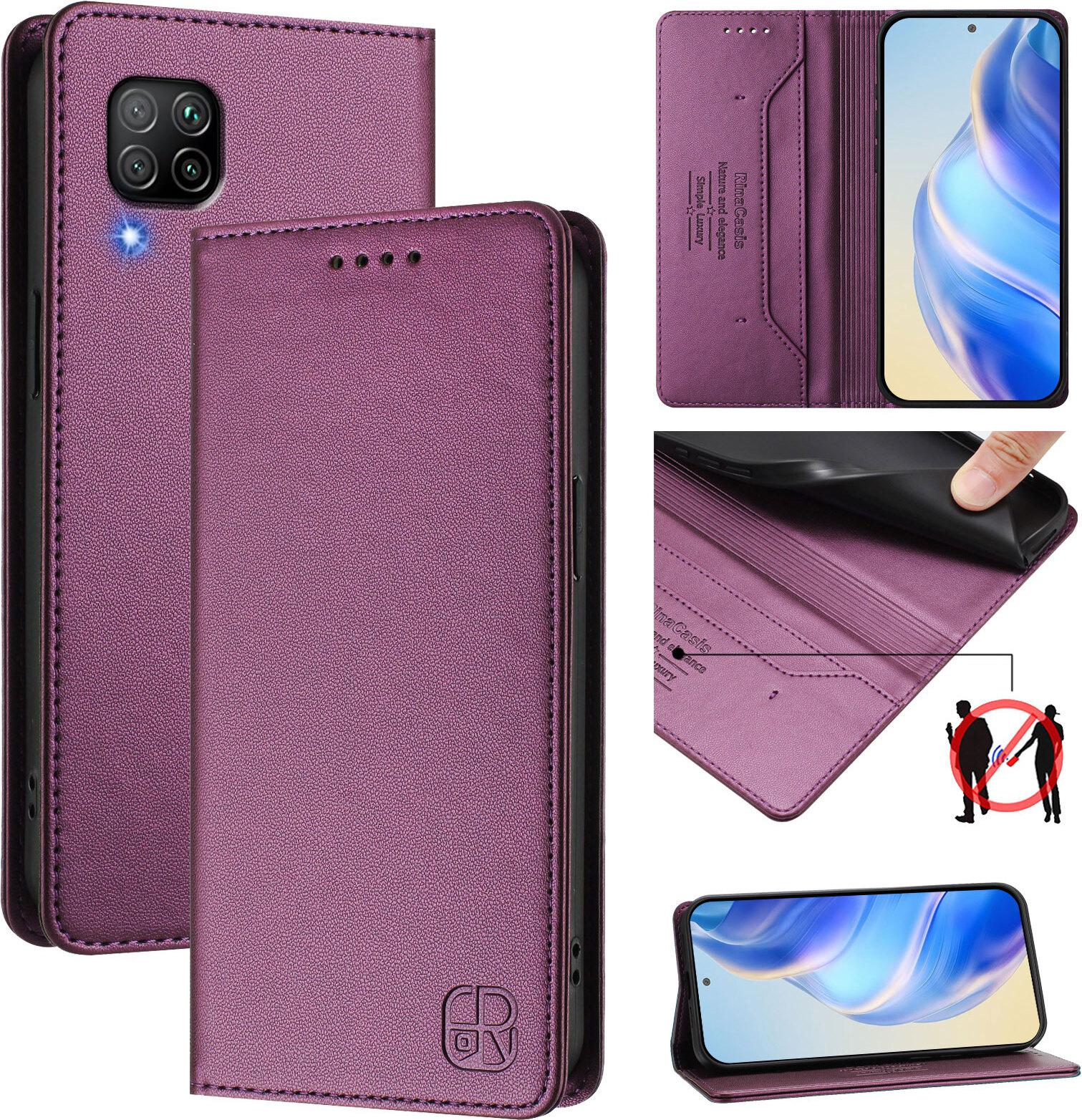 Custodia In Pelle Per Huawei P40 Lite 4G/Nova 6 Se, Custodia Flip Con Slot Per Carte, Portafoglio E Supporto Viola