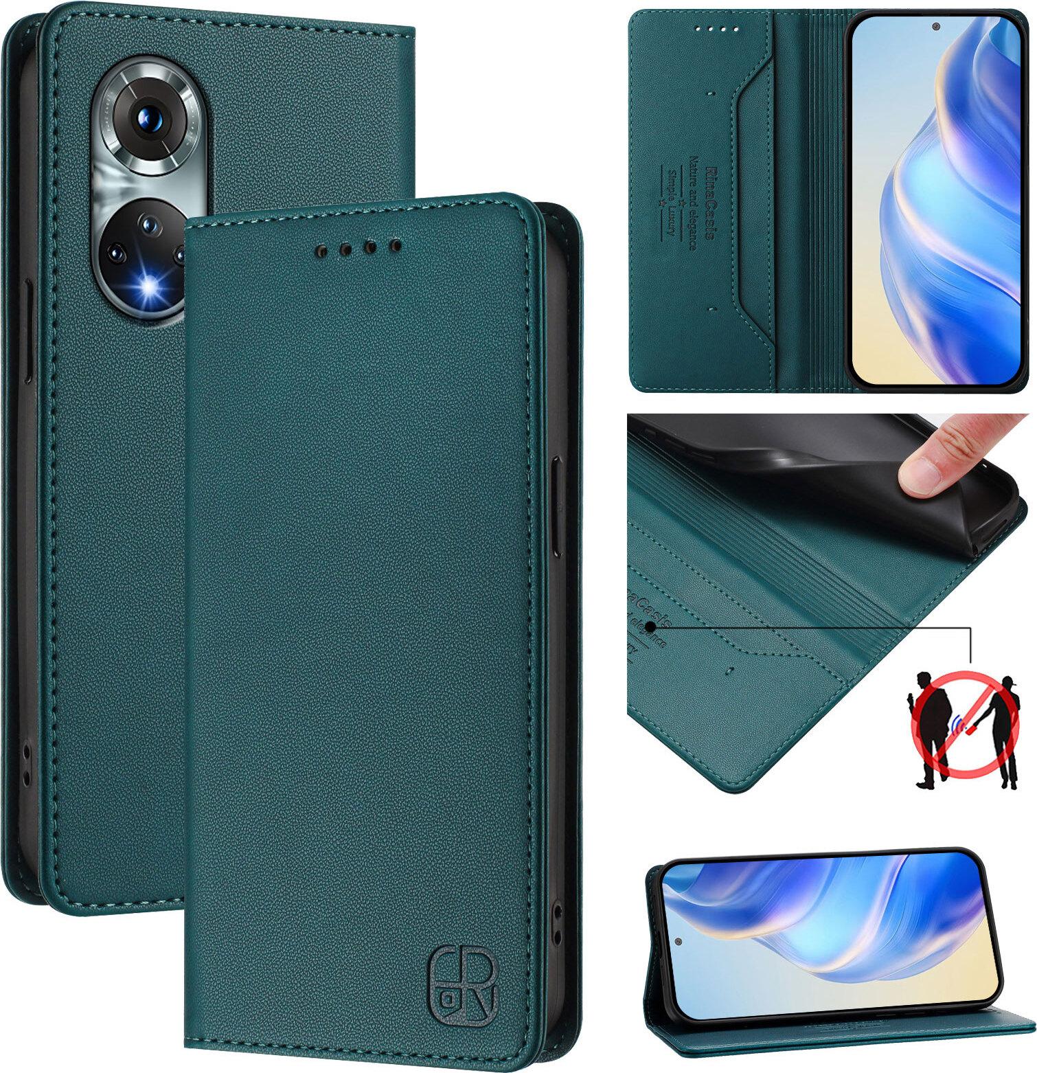 Custodia In Pelle Per Huawei Nova 9/Honor 50, Flip Case Con Slot Per Carte, Portafoglio E Supporto Verde Scuro