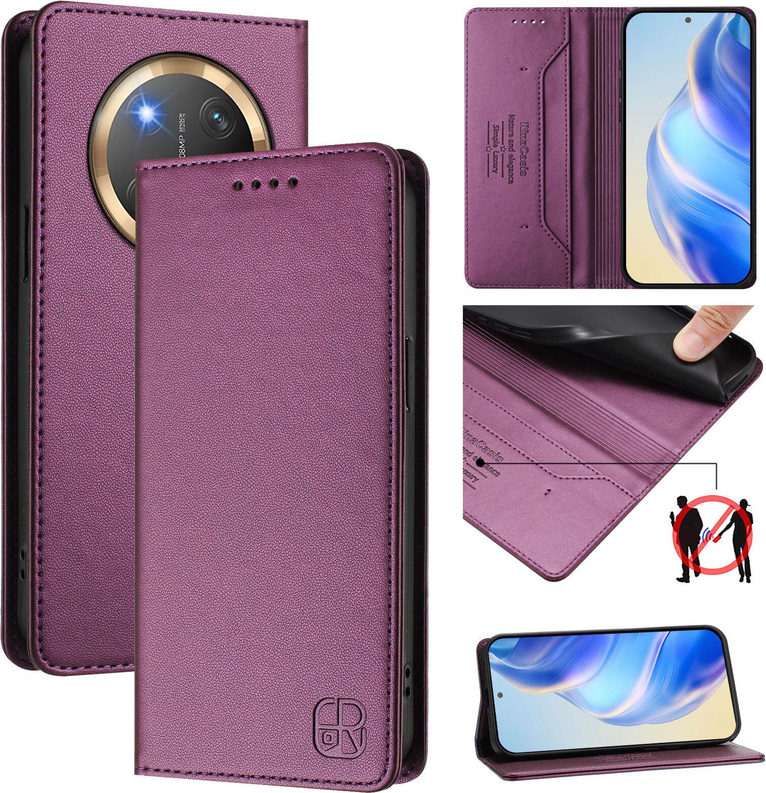 Custodia In Pelle Per Honor X9C/Magic7 Lite/Honor X60 Pro, Custodia Flip Con Slot Per Carte, Portafoglio E Supporto Viola