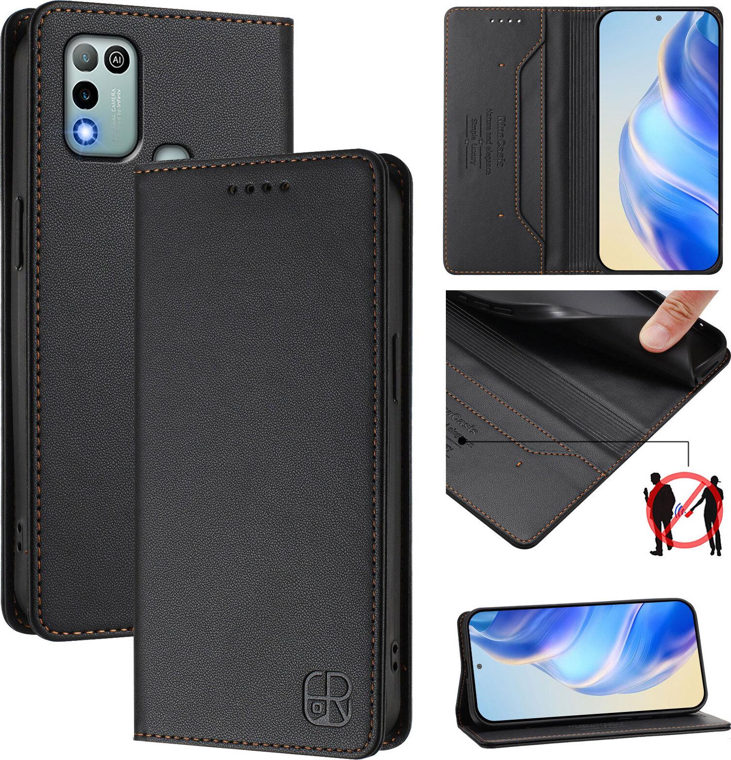 Custodia In Pelle Per Infinix Hot 9 Play/Hot 10 Play/Hot 11 Play, Custodia Flip Con Slot Per Carte, Portafoglio E Supporto Nero