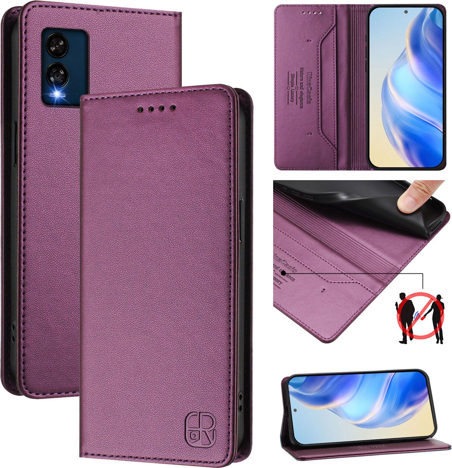 Custodia In Pelle Per Blu View Speed 5G B1550VL, Custodia Flip Con Slot Per Carte, Portafoglio E Supporto Viola