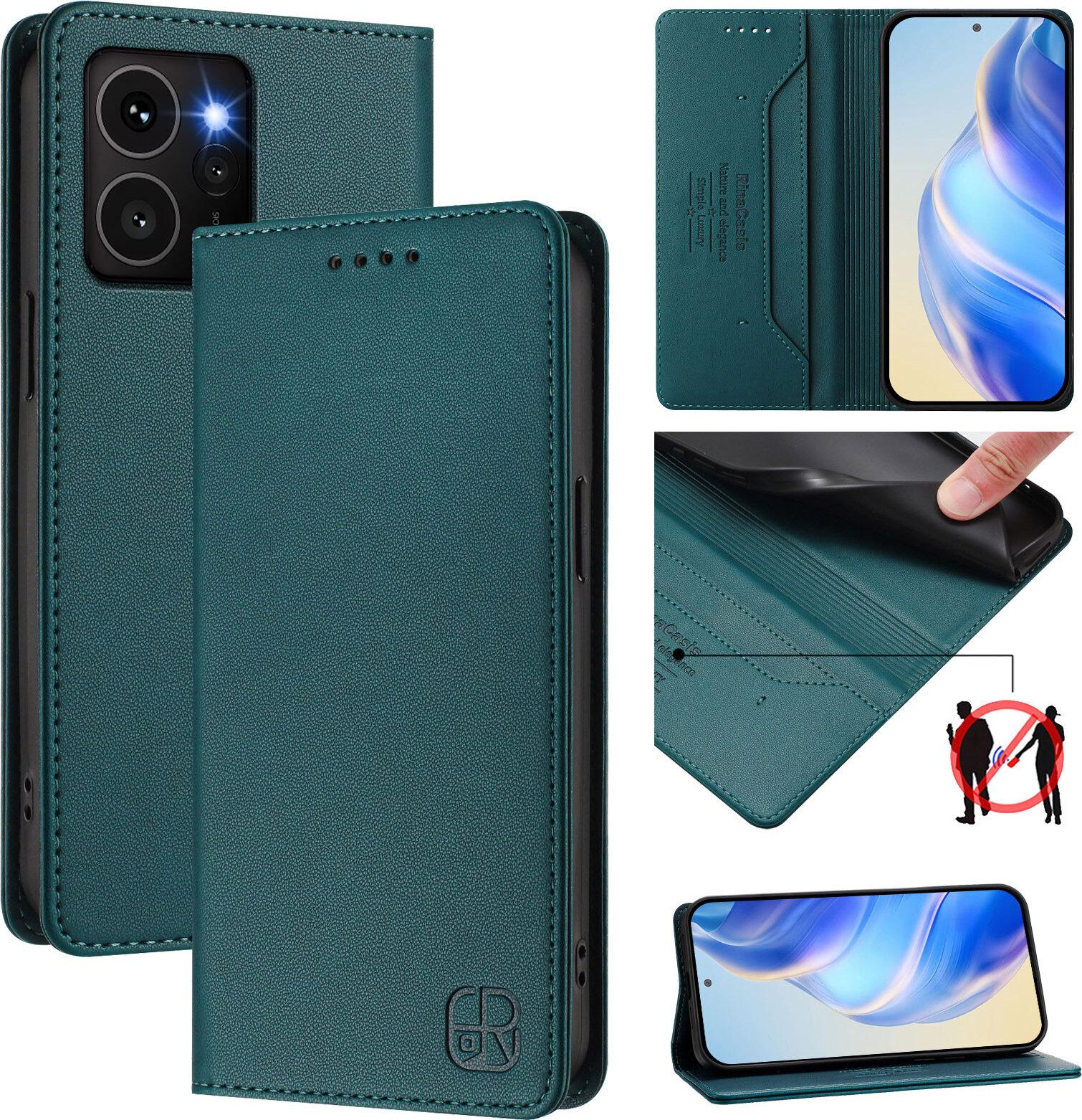 Custodia In Pelle Per Hmd Skyline, Flip Case Con Slot Per Carte, Portafoglio E Supporto Verde Scuro