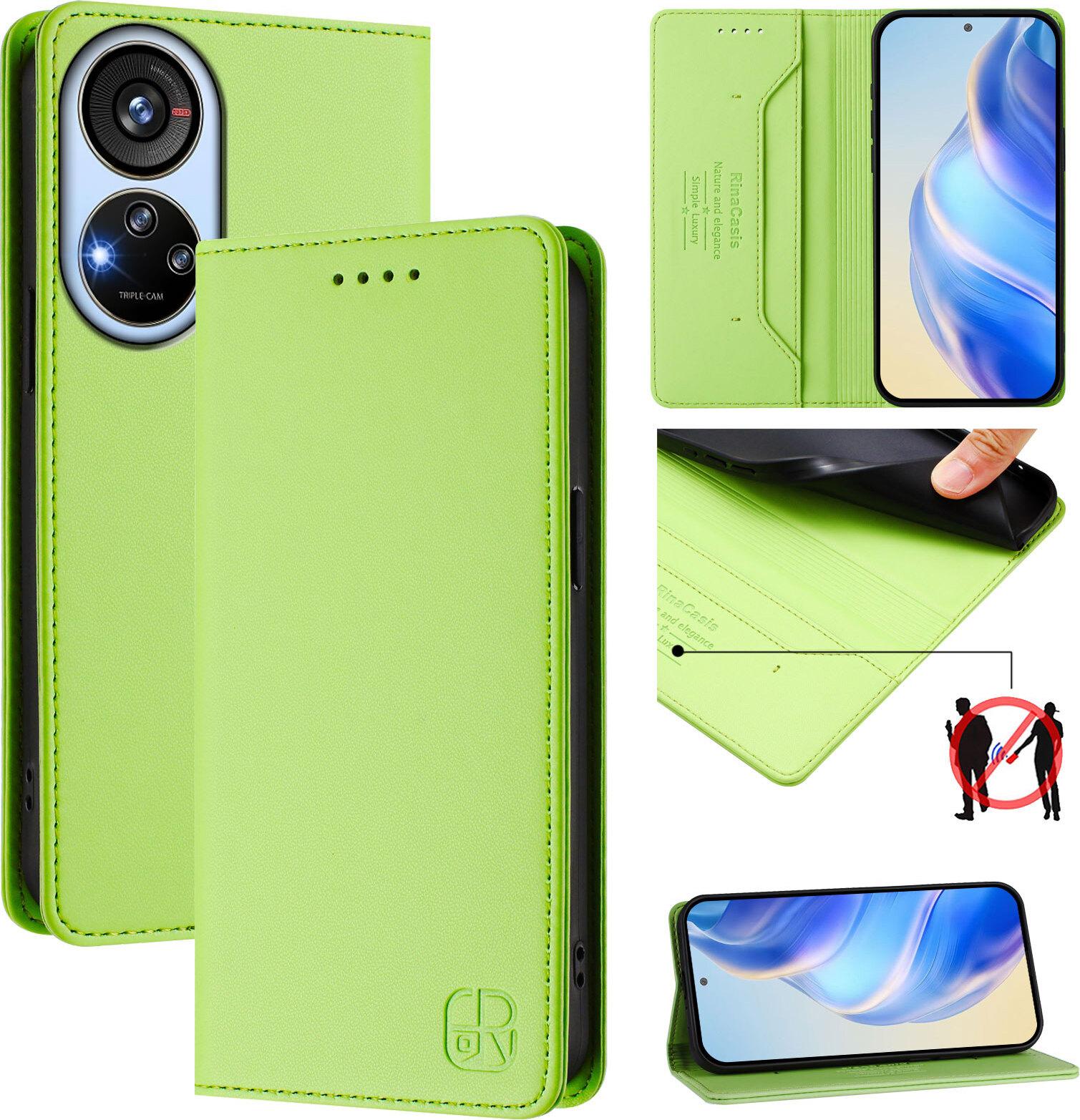 Custodia In Pelle Per Zte Blade V40S, Flip Case Con Slot Per Carte, Portafoglio E Supporto Verde