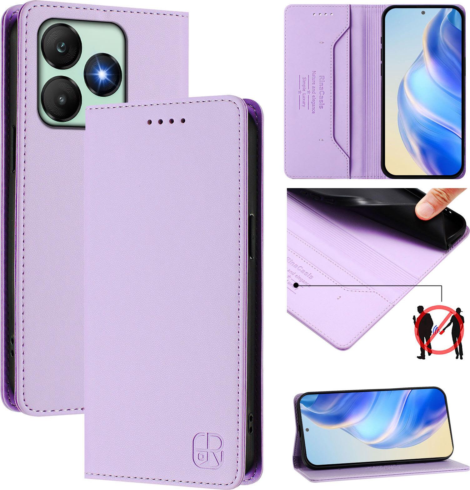 Custodia In Pelle Per Wiko T20, Flip Case Con Slot Per Carte, Portafogli E Supporto Viola
