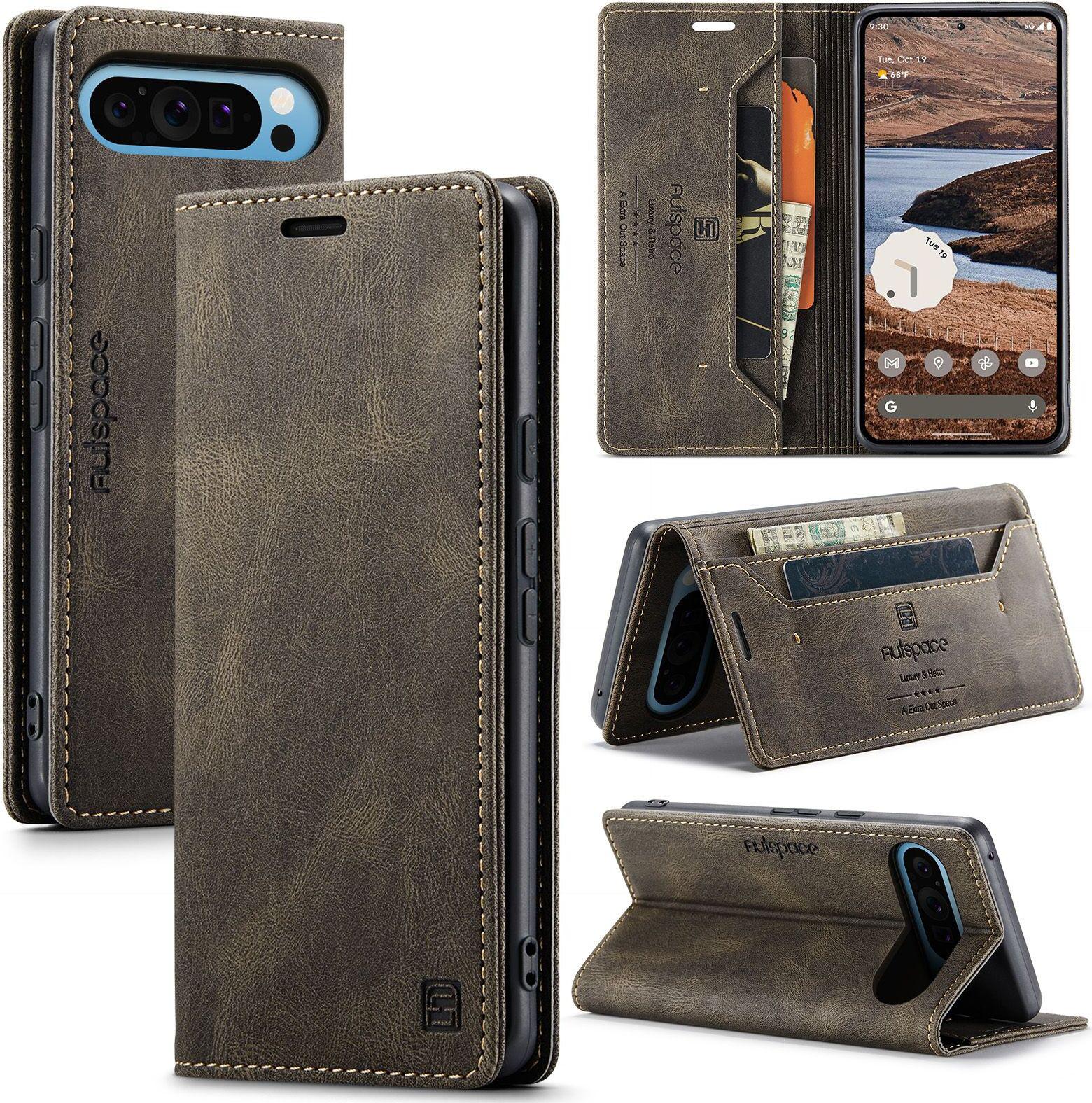 Custodia Per Google Pixel 9 Pro Xl Retro Custodia In Finto Cuoio, Supporto E Custodia Protettiva Kupfer