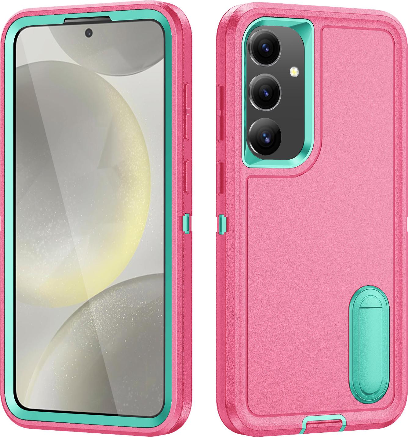 Custodia Per Samsung Galaxy S25+ Custodia Protettiva Ibrida Antiurto A Tre Strati Con Supporto Rosa
