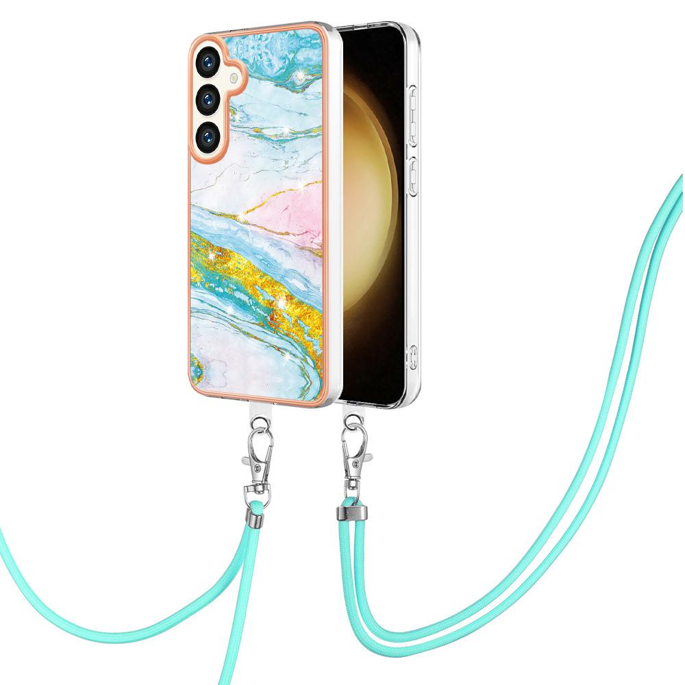 Custodia Con Cinturino Per Samsung Galaxy S25, Paraurti In Tpu Morbido, Custodia Protettiva, Con Cinturino Regolabile Turchese