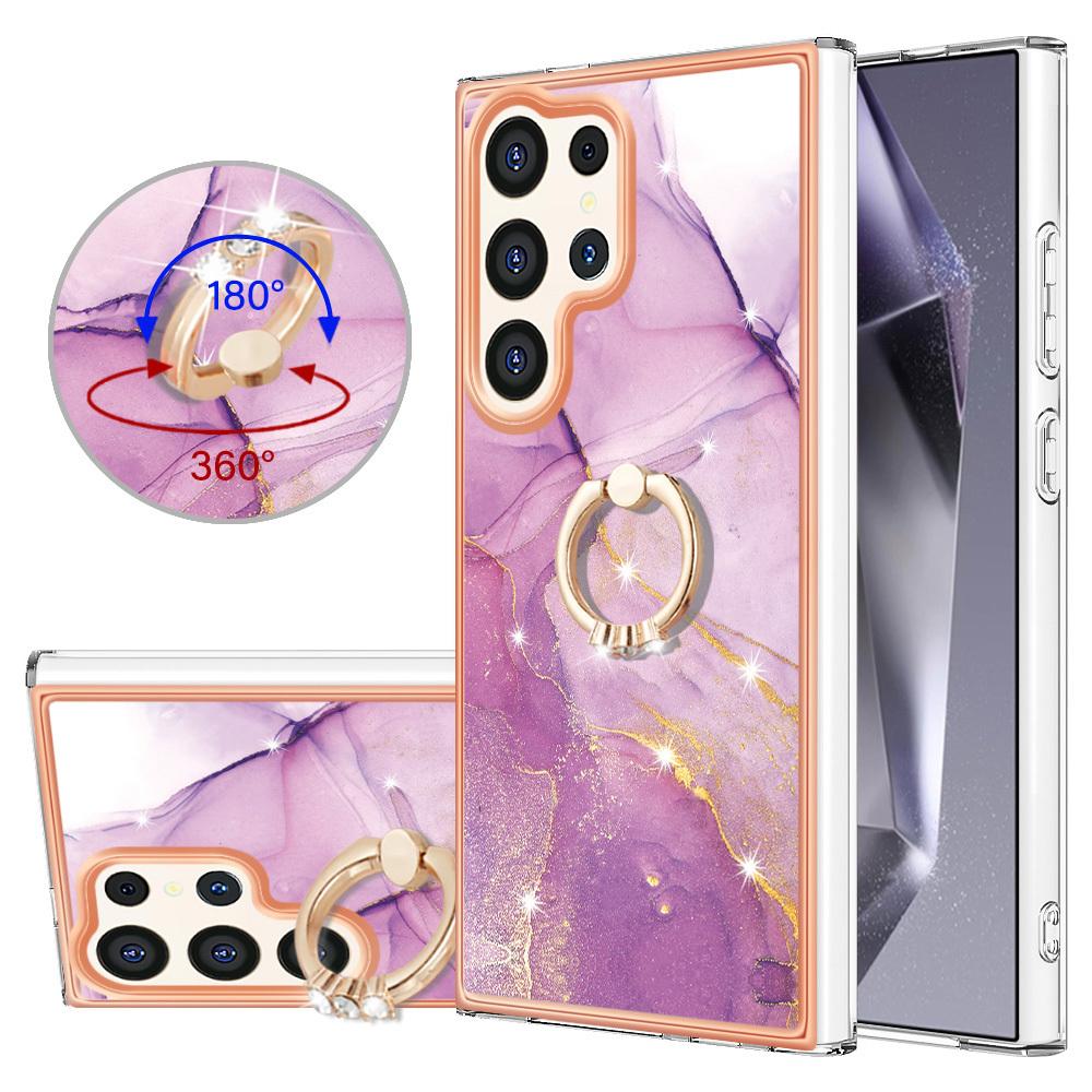 Custodia Marble Per Samsung Galaxy S25 Ultra, Custodia Protettiva In Silicone Tpu Con Supporto Ad Anello Viola