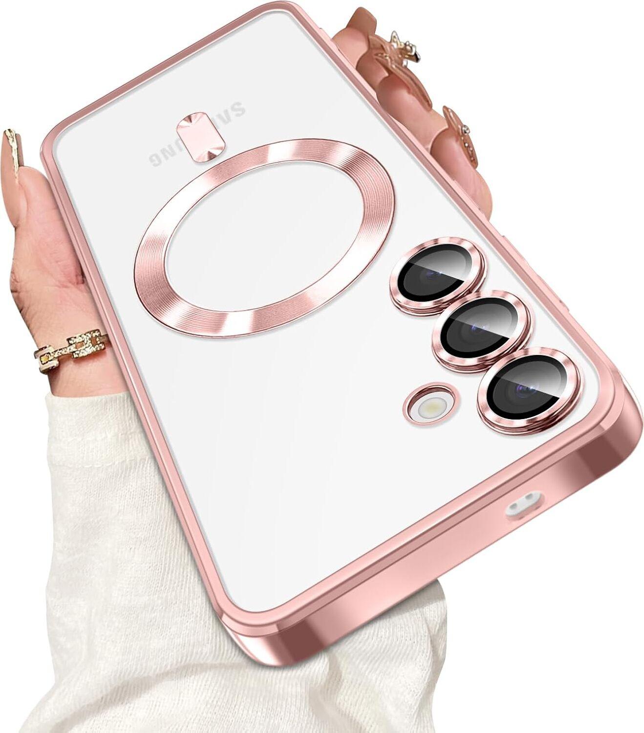 Custodia Per Samsung Galaxy S24 Fe Magnetic Transparent Case Con Magsafe E Camera Cover Rosa