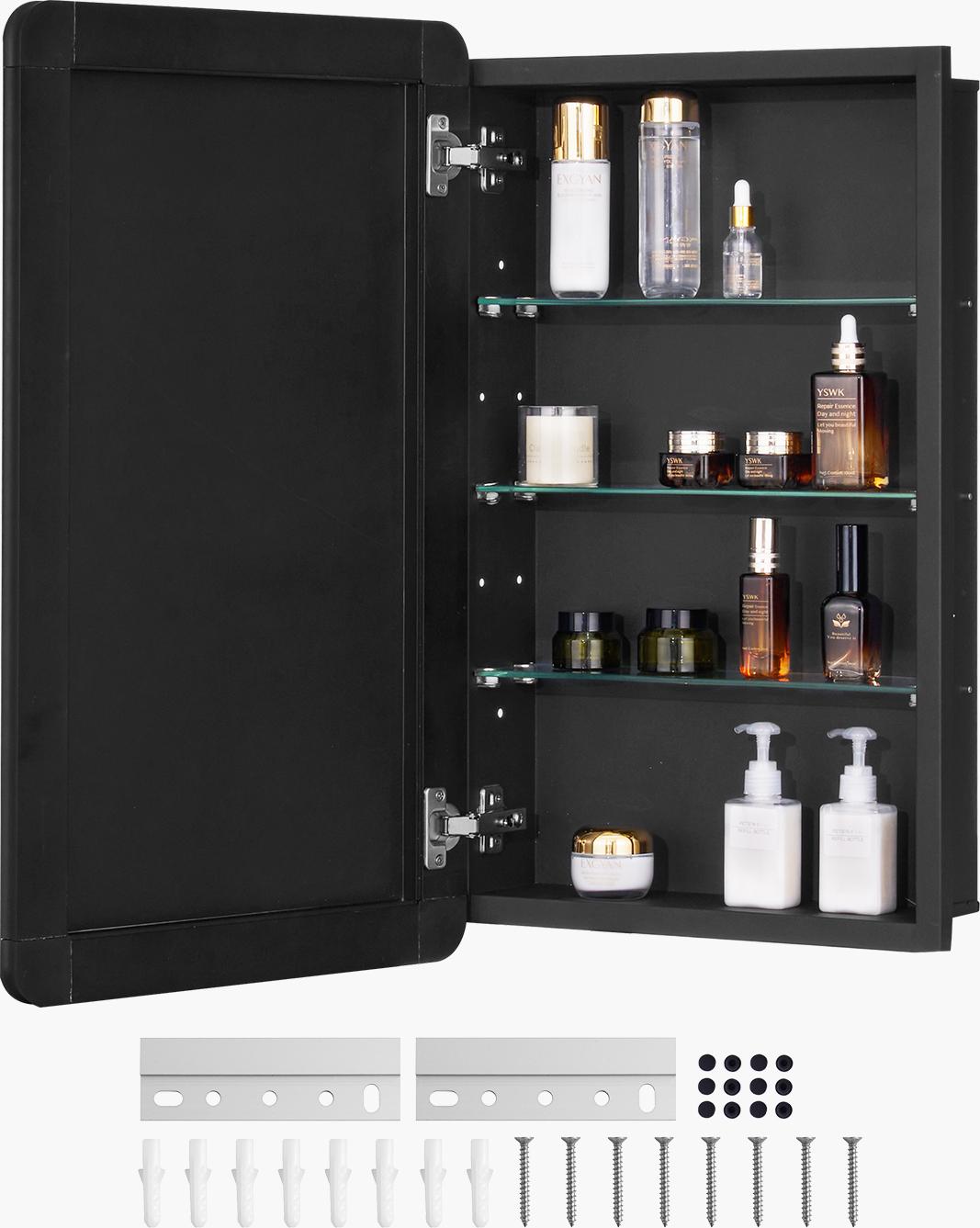 Armadietto A Specchio Vevor, Armadietto A Specchio Per Medicinali, Armadietto Per Medicinali (420 X 125 X 700 Mm) Per Bagno, Da Incasso E Da Parete, Alluminio