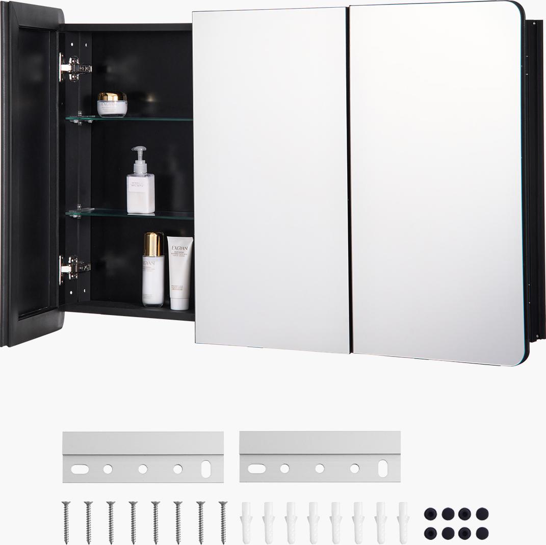 Vevor Armadietto A Specchio Armadietto Per Medicinali A Specchio (1017 X 135 X 647 Mm) Per Bagno, Da Incasso E Da Parete, Telaio In Alluminio, Mobile Da Bagno
