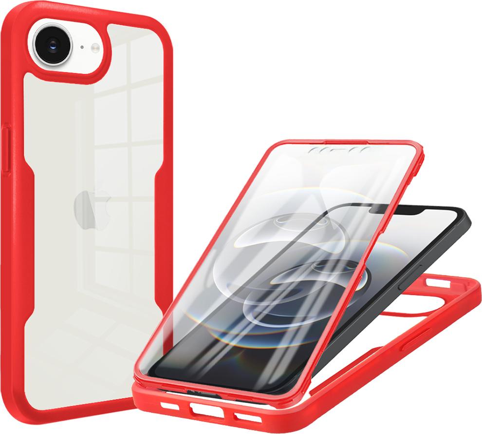 Custodia Per Iphone 16E, Protezione Completa A 360° Con Protezione Del Display Incorporata Rosso