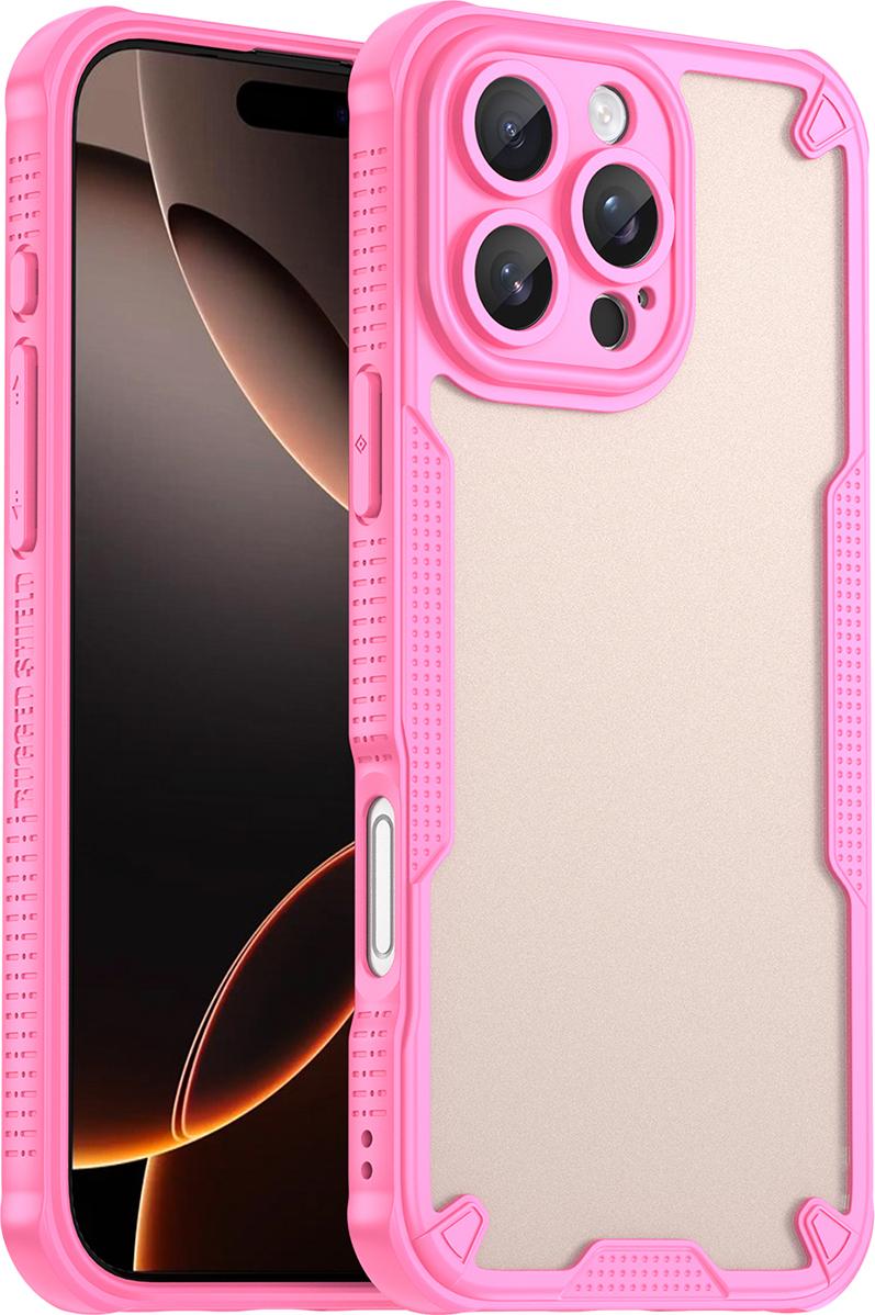 Custodia Protettiva Per Iphone 16 Pro Max, Retro Traslucido Opaco, Custodia Paraurti In Tpu Rosa