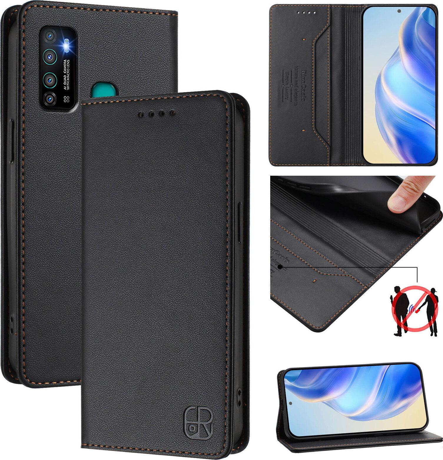 Custodia In Pelle Per Infinix Hot 9/Hot 9 Pro/Note 7 Lite/Tecno Camon 15/Spark 5/Camon 15 Air, Custodia Flip Con Slot Per Carte, Portafoglio E Supporto Nero