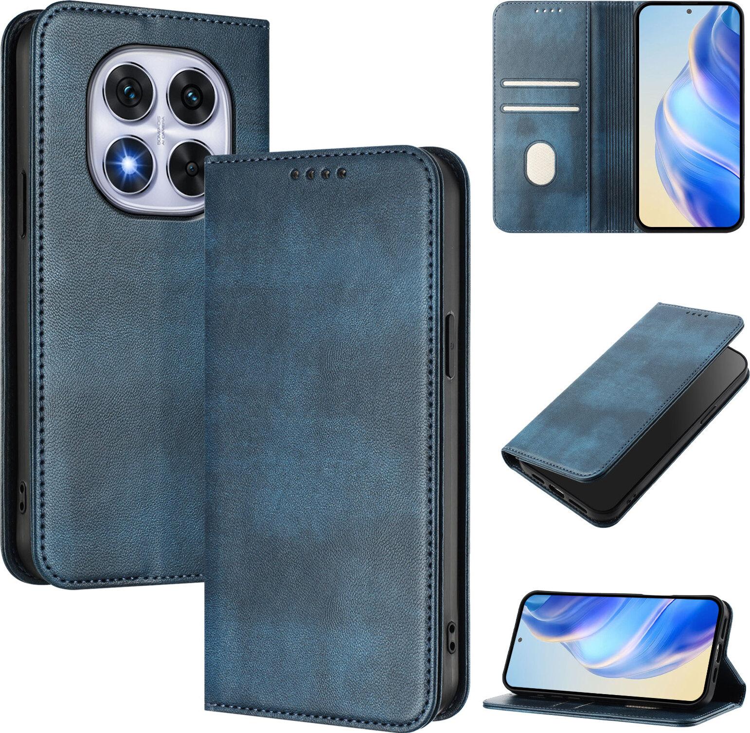 Custodia Per Xiaomi Redmi Note 14 Pro 5G/Note 14 Pro+ 5G/Poco X7 5G, Custodia In Pelle Vintage Con Protezione Rfid, Slot Per Schede, Supporto Blu