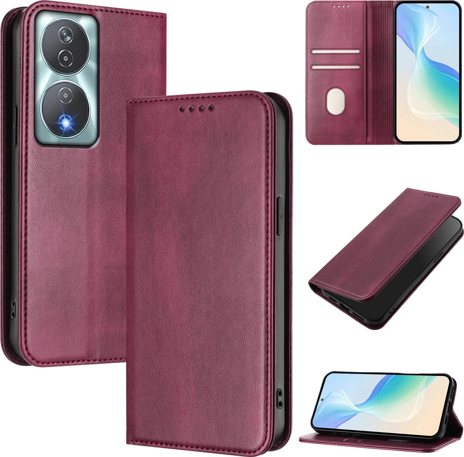 Custodia Per Honor 90 Smart/Honor X7B/Honor X7B 5G, Custodia In Pelle Vintage Con Protezione Rfid, Slot Per Carte, Supporto Rosso
