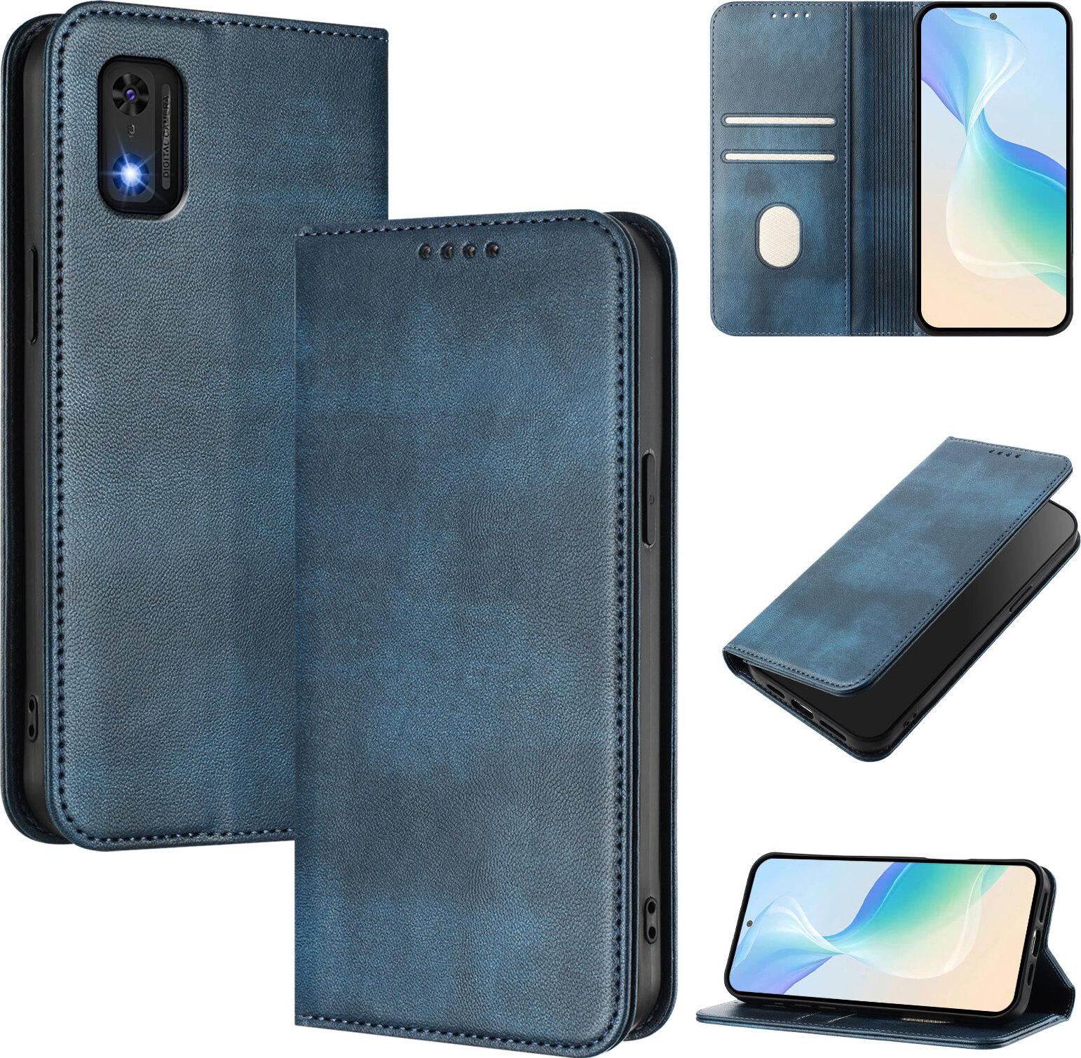 Custodia Per Itel A23 Pro/A17/Tecno Pop 5C, Custodia In Pelle Vintage Con Protezione Rfid, Slot Per Carte Di Credito, Supporto Blu