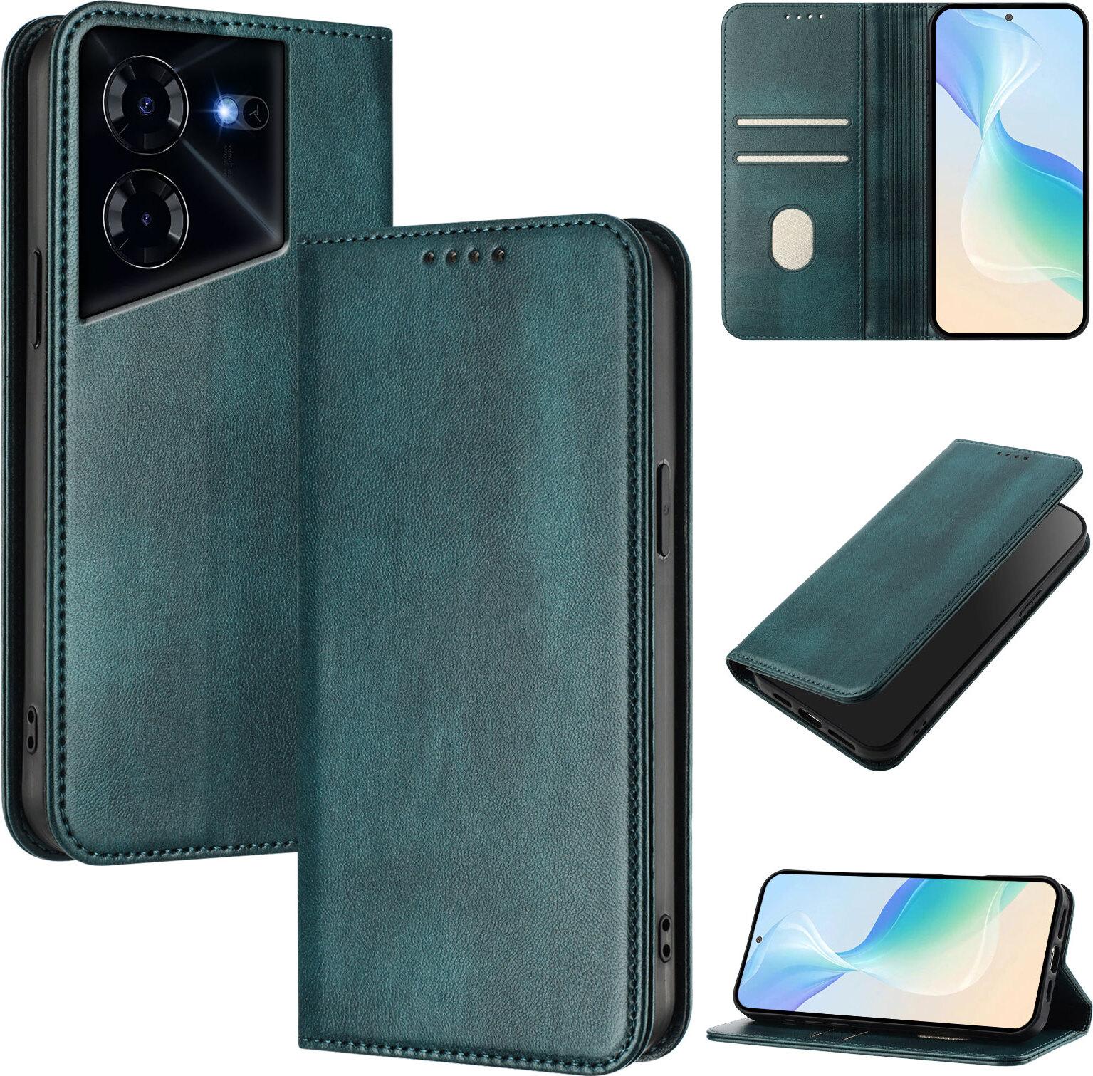 Custodia Per Tecno Pova 5, Custodia In Pelle Vintage Con Protezione Rfid, Slot Per Schede, Supporto Verde