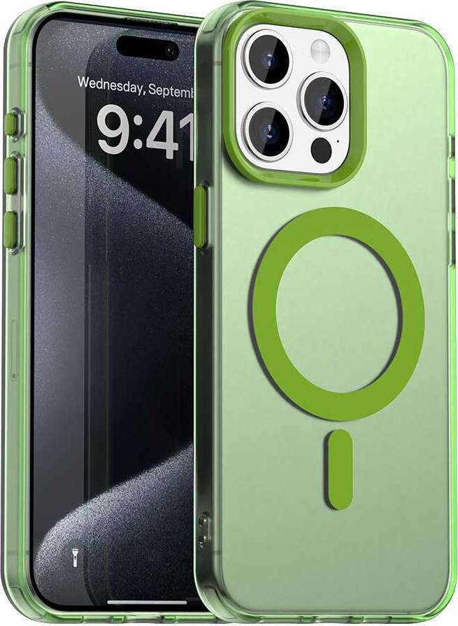 Custodia Magnetica Per Iphone 15 Pro, Sottile Custodia Antiurto Traslucida Opaca Verde