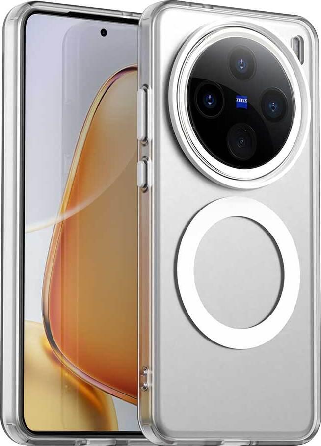 Custodia Magnetica Per Vivo X200 Pro Mini, Sottile Custodia Traslucida Opaca Antiurto Bianco