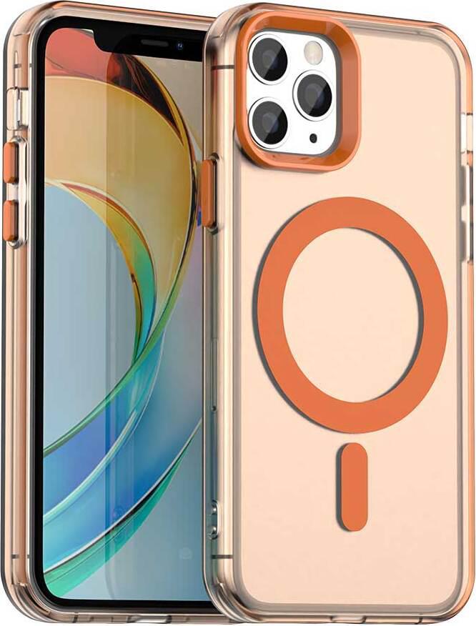 Custodia Magnetica Per Iphone 11 Pro, Sottile Custodia Traslucida Opaca Antiurto Arancione