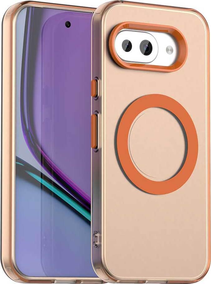 Custodia Magnetica Per Google Pixel 9A, Sottile Custodia Traslucida Opaca Antiurto Arancione